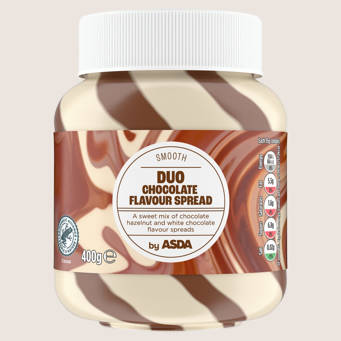 ASDA Smooth Duo Chocolate Flavour Spread No Artificial Additives 400g