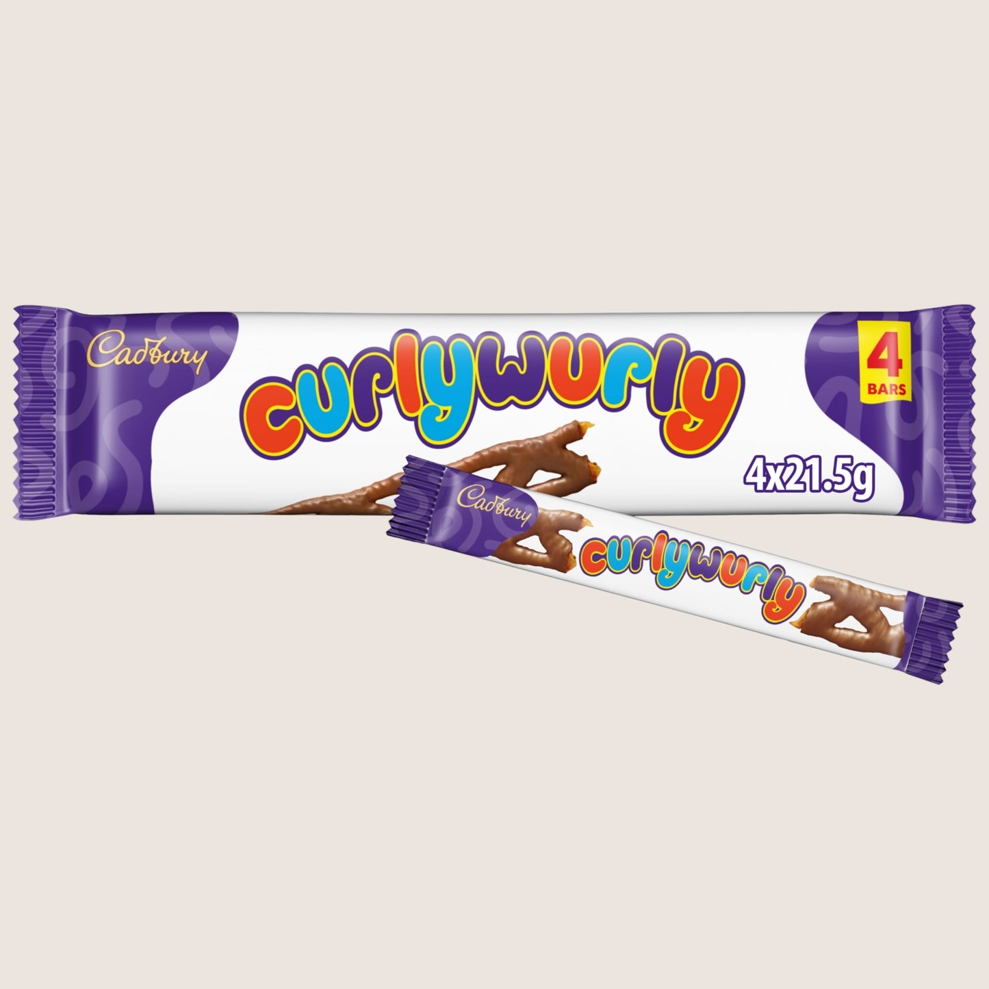Cadbury Curly Wurly Chocolate Bar 4 Pack 4 x 21.5g