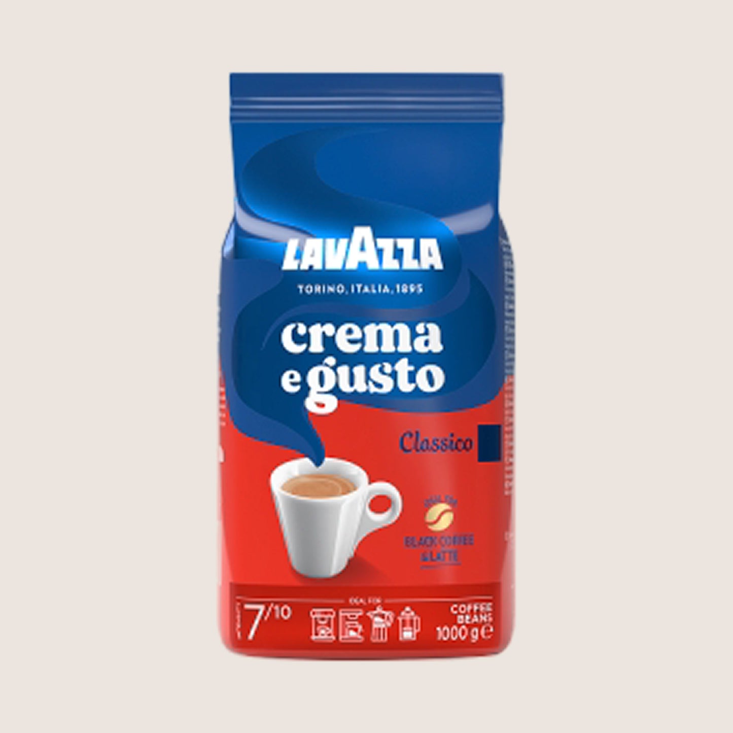 Lavazza Crema E Gusto Classico Coffee Beans No Artificial Additives 1kg