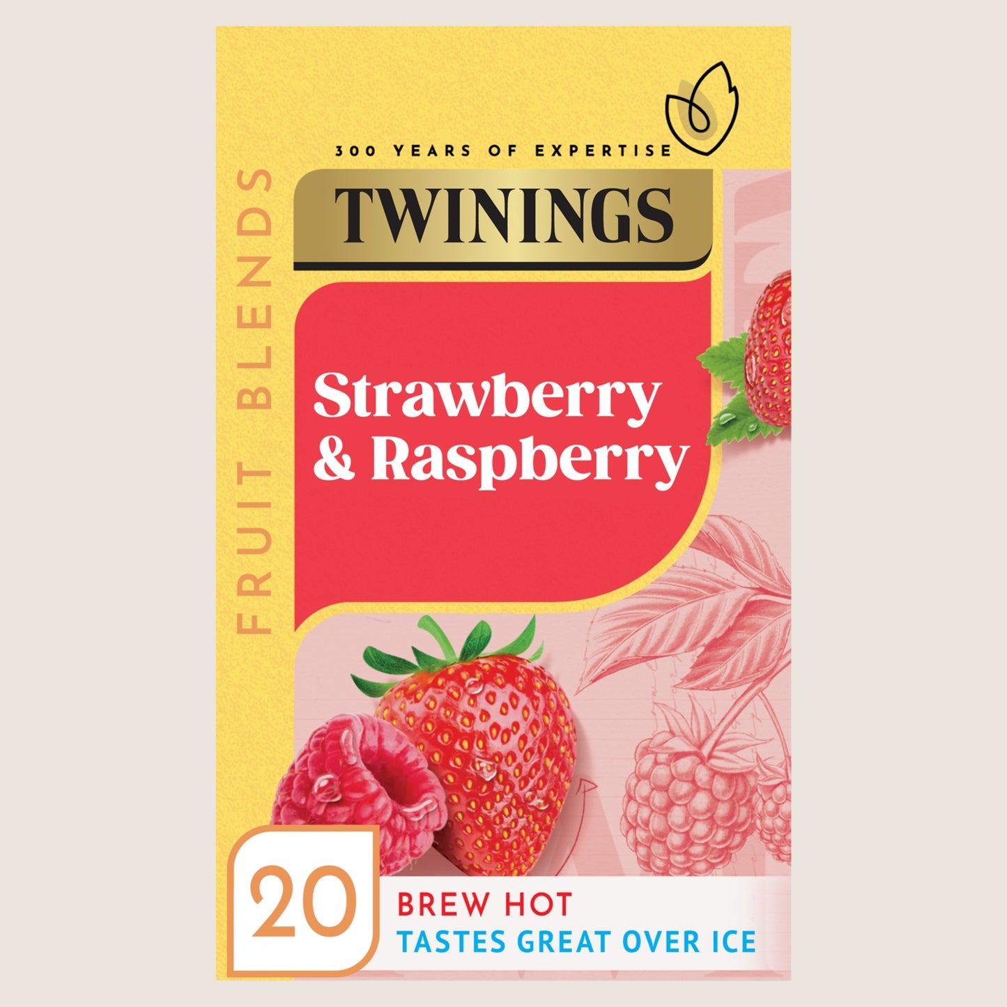 Twinings Strawberry & Raspberry 20 Tea Bags No Artificial Additives 40g