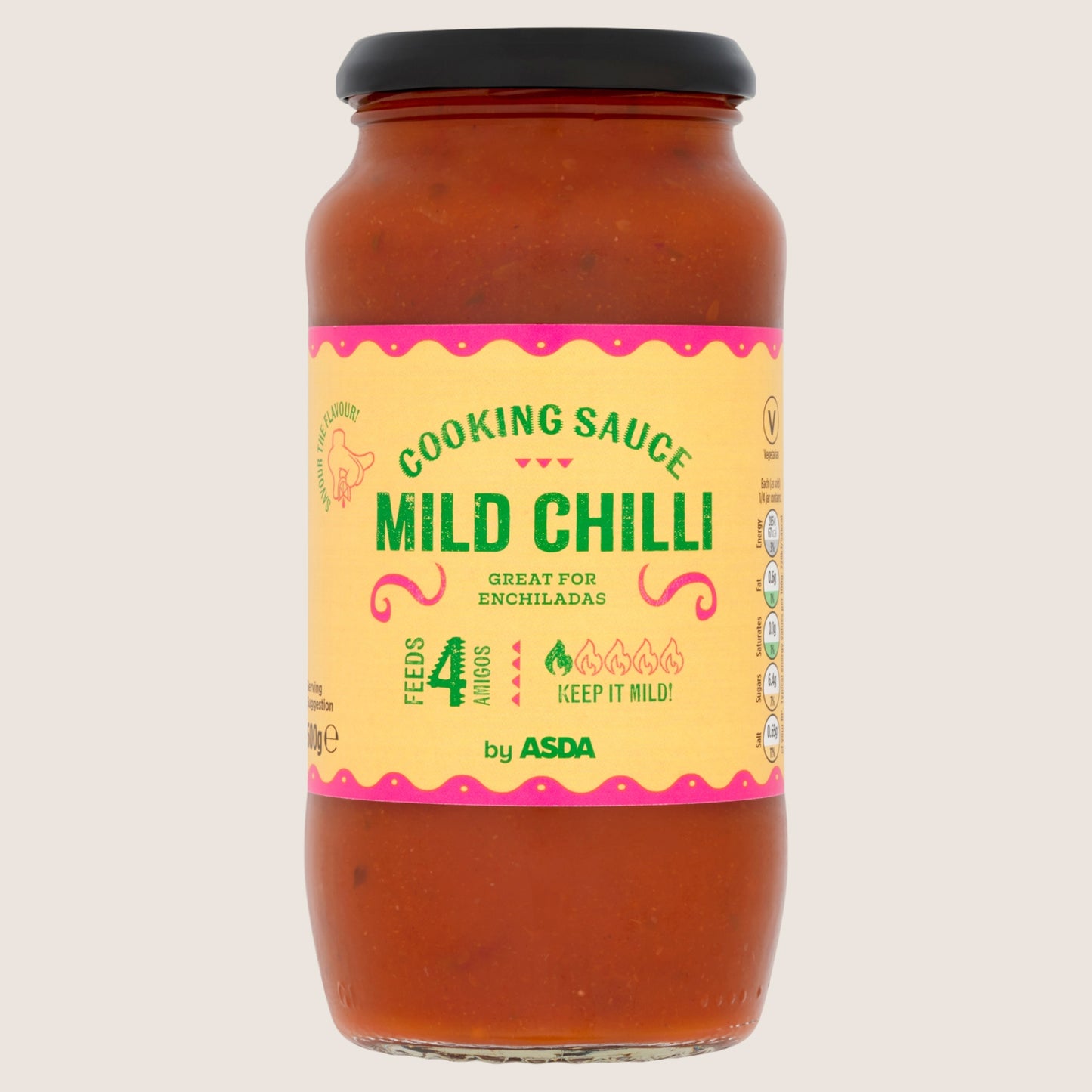 ASDA Mild Chilli Cooking Sauce No Artificial Additives 500g