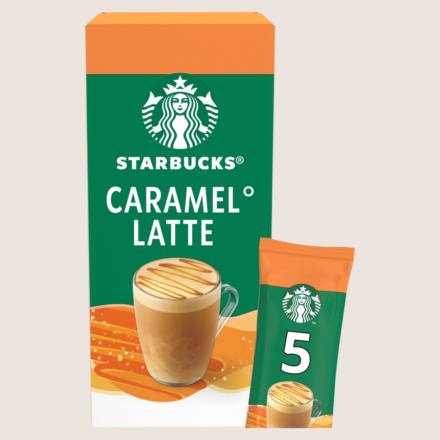 Starbucks Caramel Latte Instant Coffee Sachets No Artificial Additives 5 x 23g