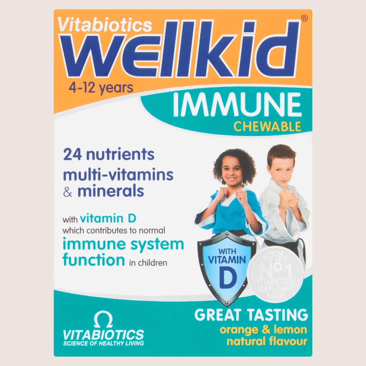 Vitabiotics Vitabiotics Immune Chewable Orange & Lemon Natural Flavour 4-12 Years 30 Chewable Tablets