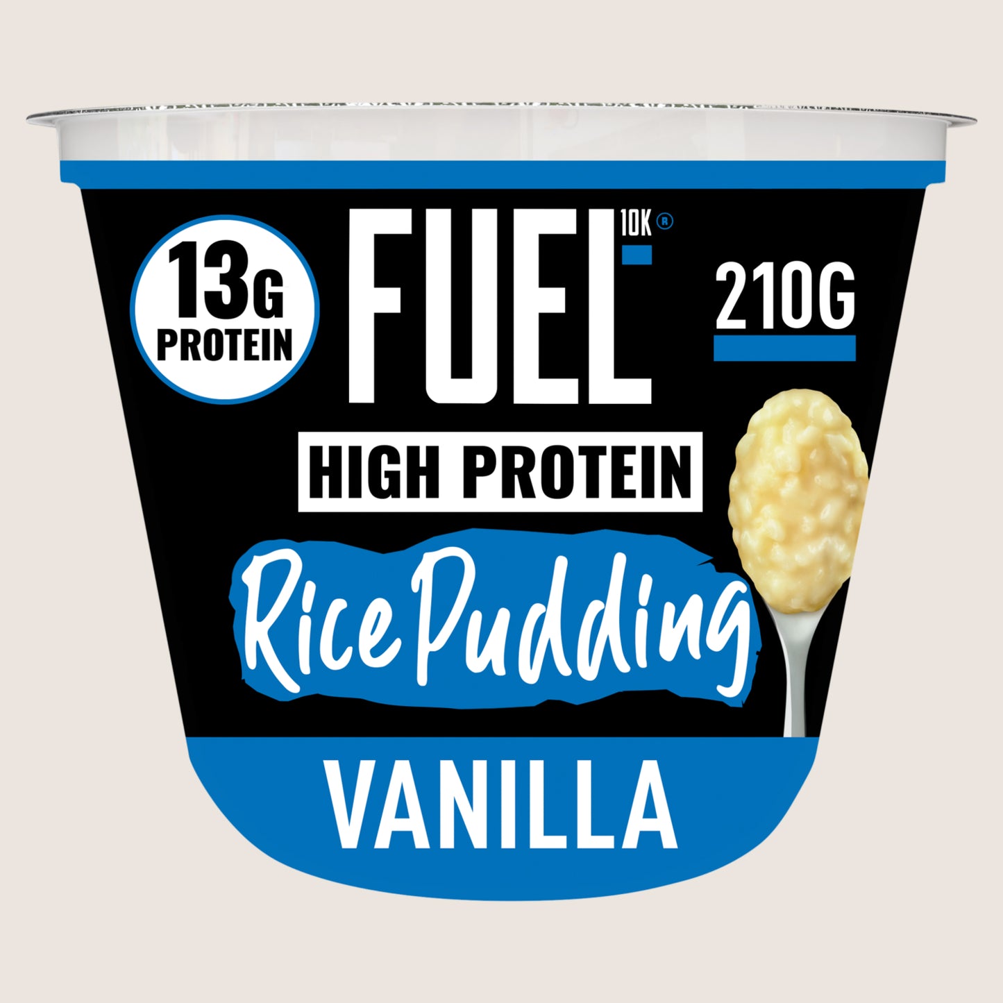 FUEL10K Vanilla Flavour High Protein Rice Pudding Dessert Snack Pot No Artificial Additives 210g