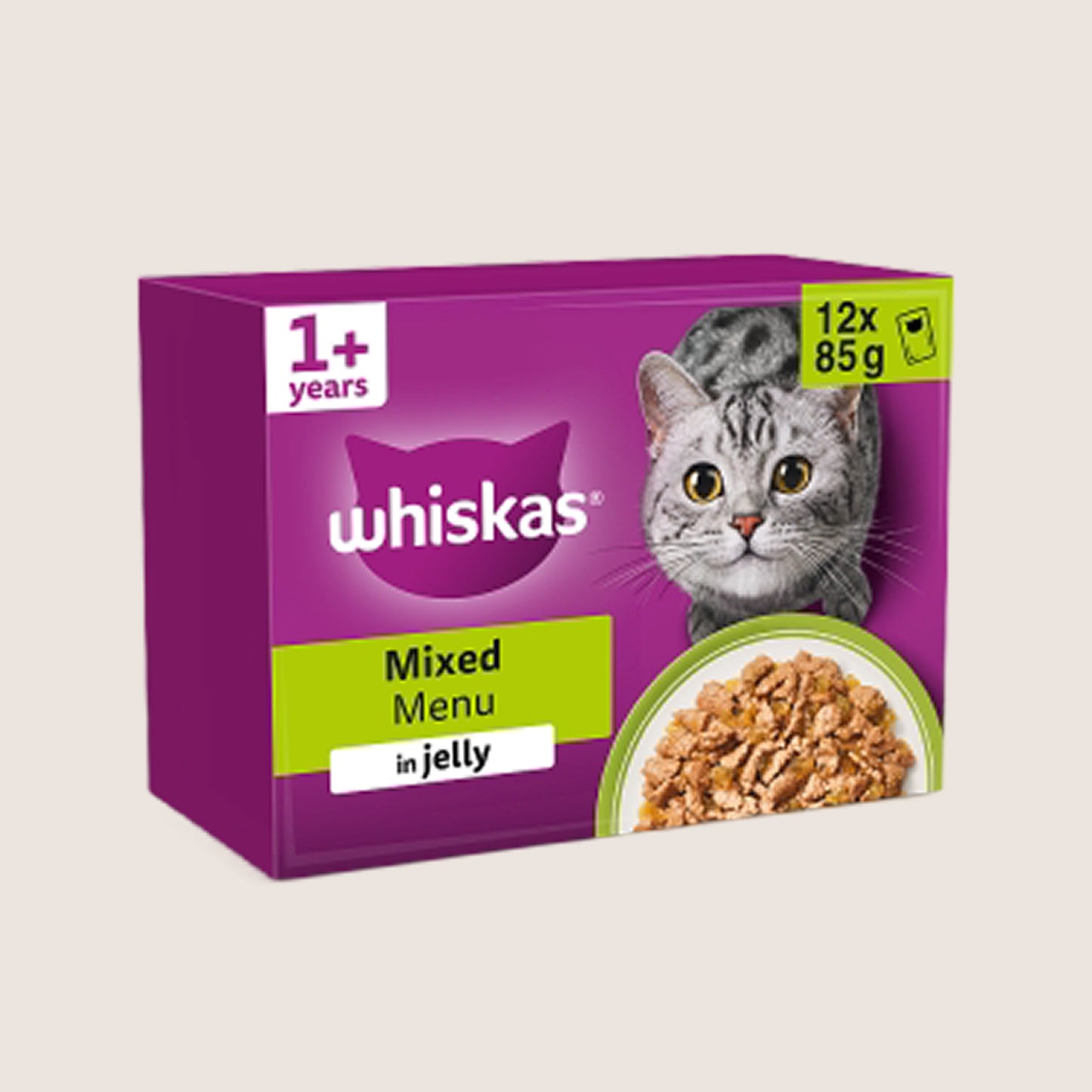 Whiskas 1+ MIXED Menu Wet Cat Food Pouches in Jelly With Taurine 12 x 85g