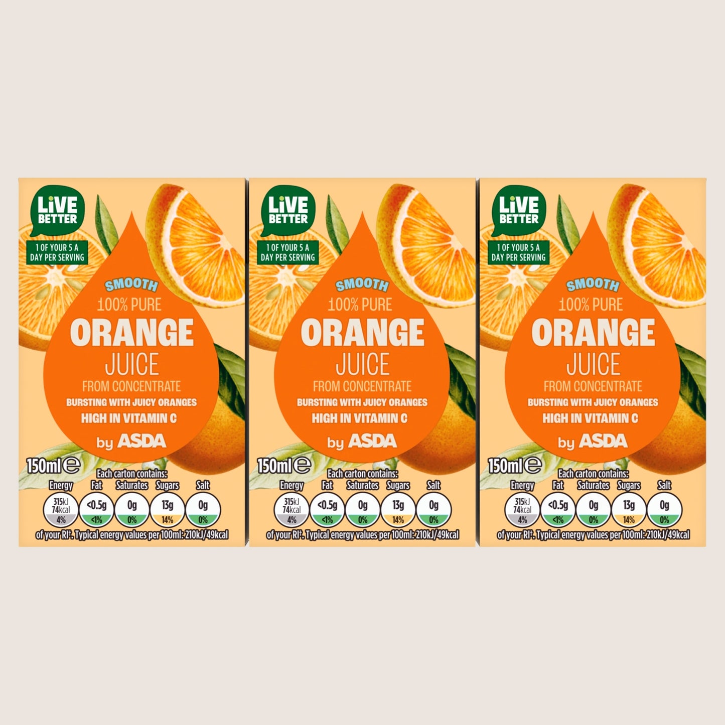 ASDA Orange Juice from Concentrate Refreshing 150ml