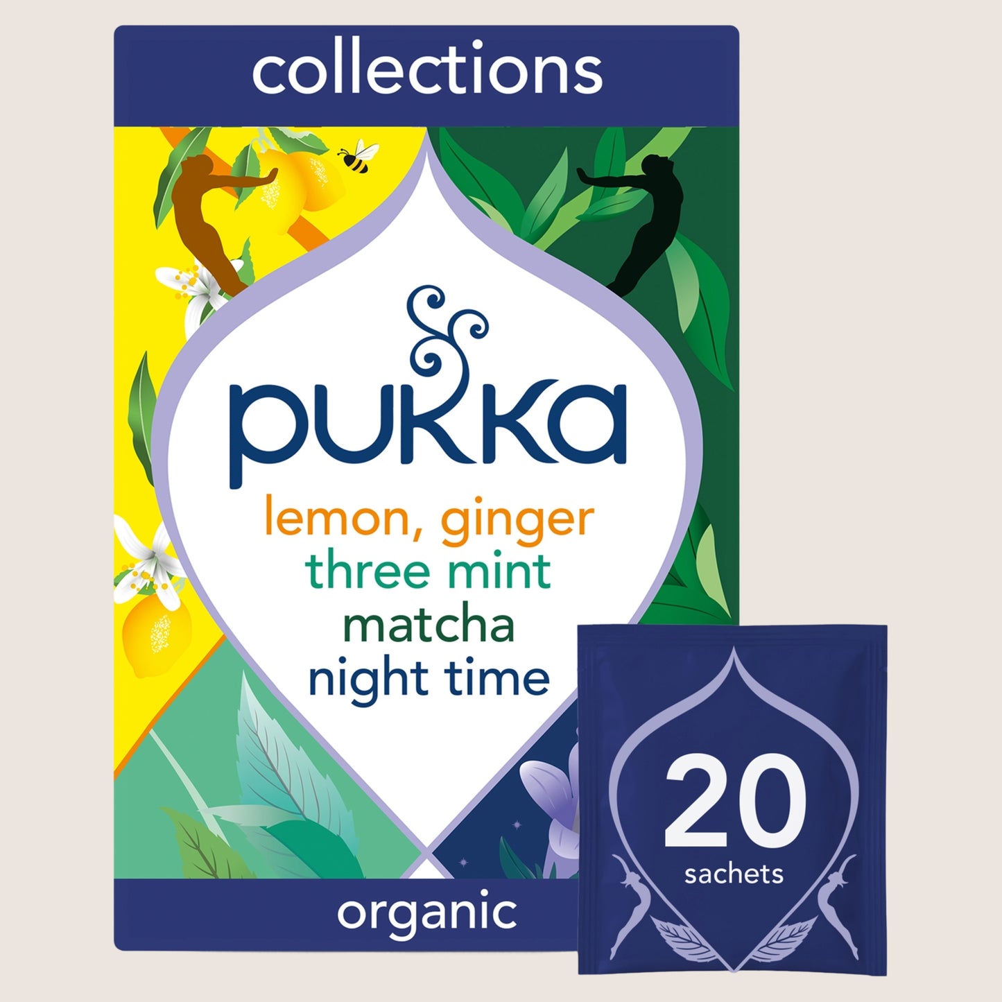 Pukka Organic Herbal Tea Collection, Four Different Flavours 20 Home Compostable Herbal Tea Bags