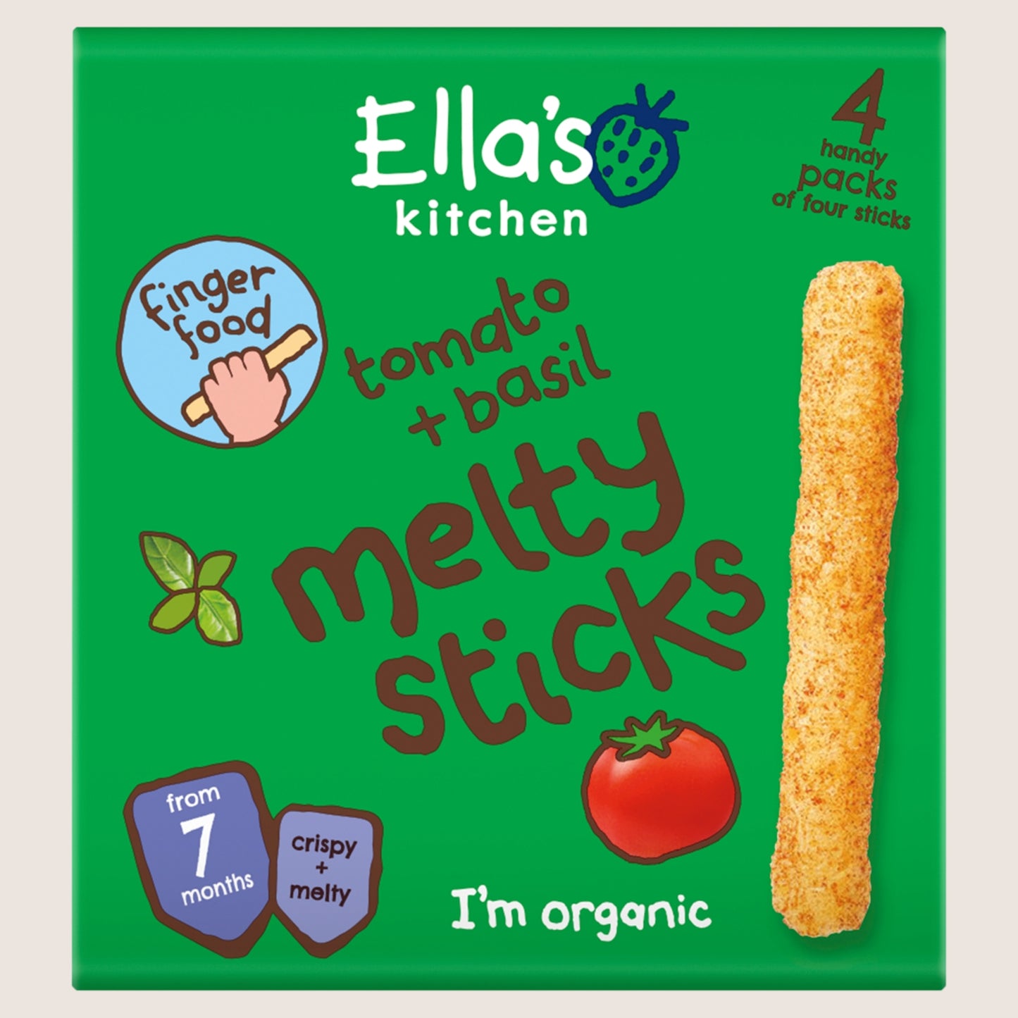 Ella's Kitchen Tomato + Basil Melty Sticks from 7 Months Gentle Formula 4 x 6g
