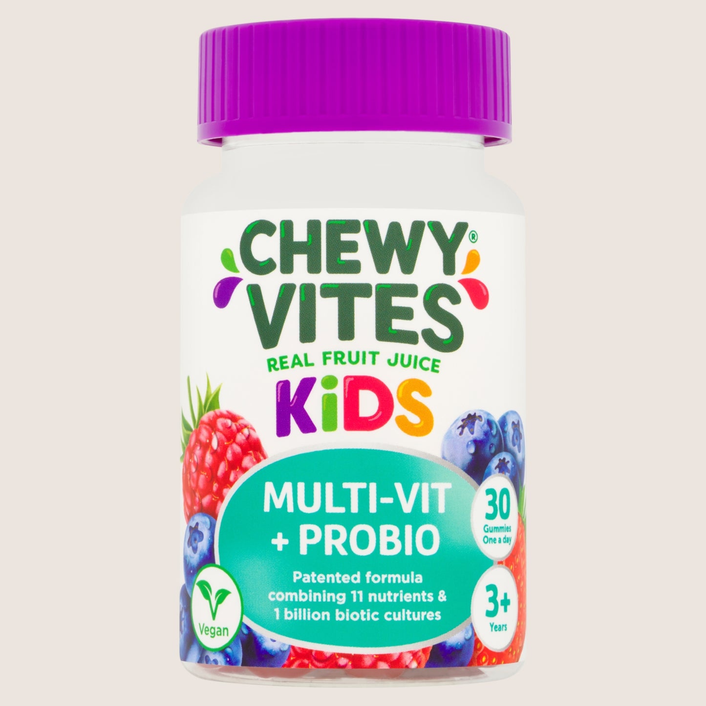 Chewy Vites Kids 30 Multi-Vit + Probio Gummies One a Day 3+ Years