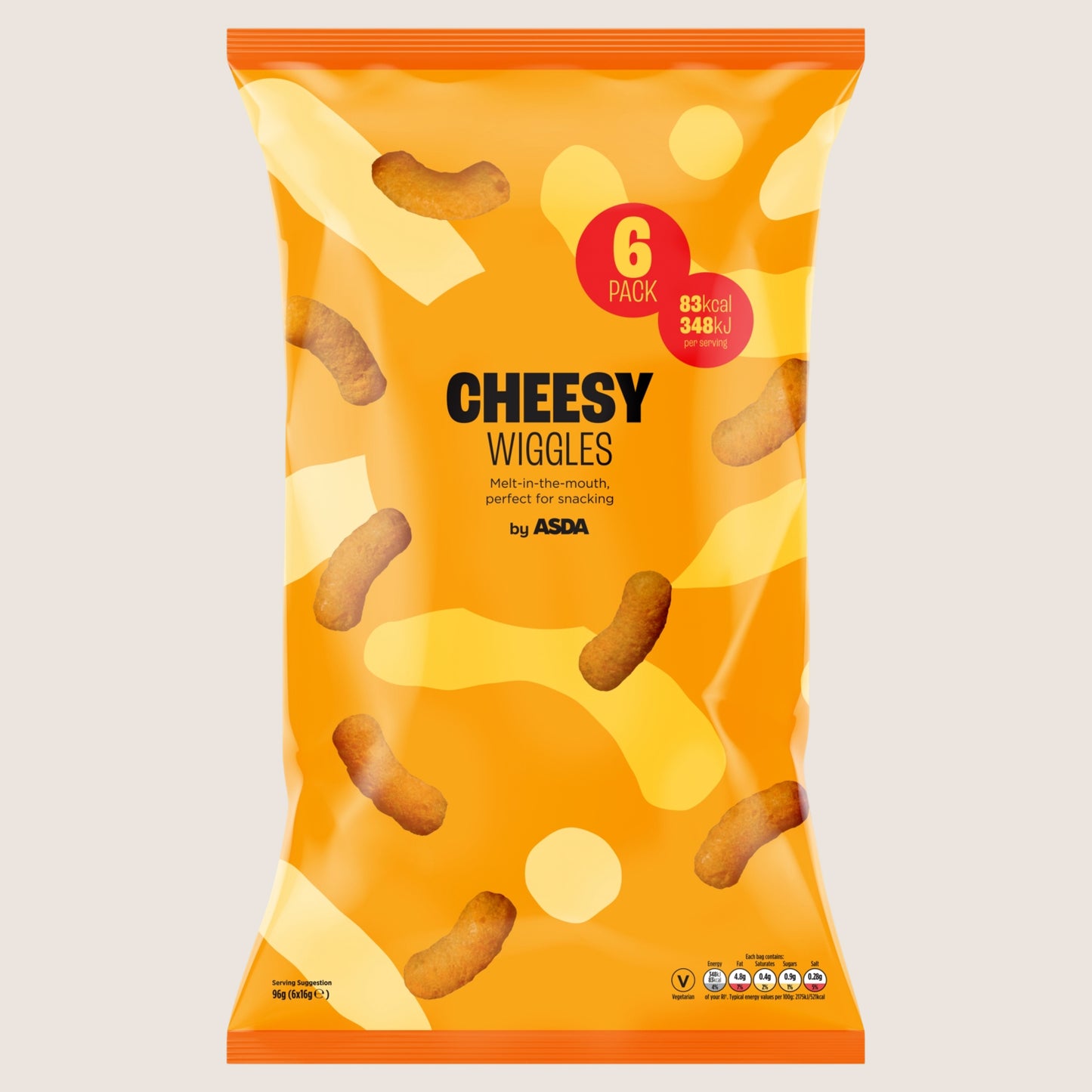 ASDA Cheesy Wiggles No Artificial Additives 6 x 16g
