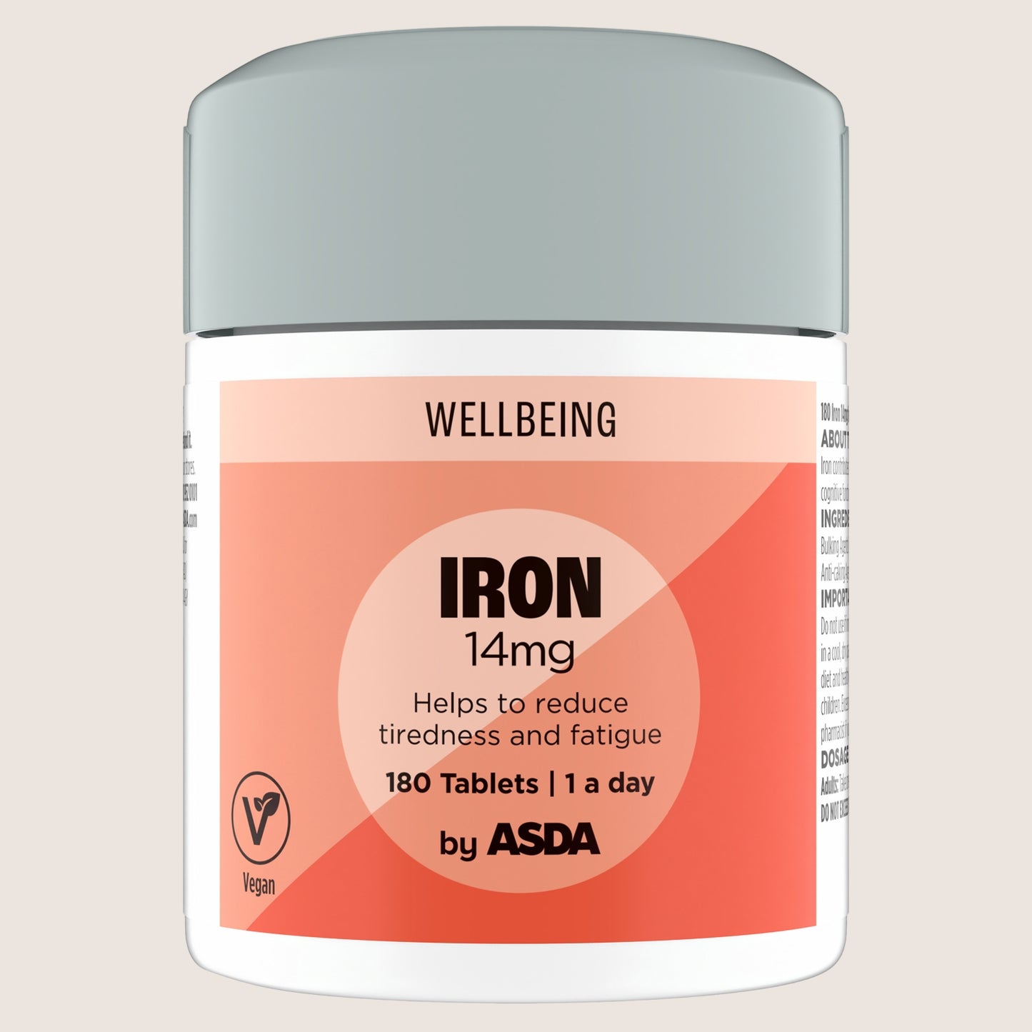 ASDA Wellbeing Iron 14 mg 180 Tablets