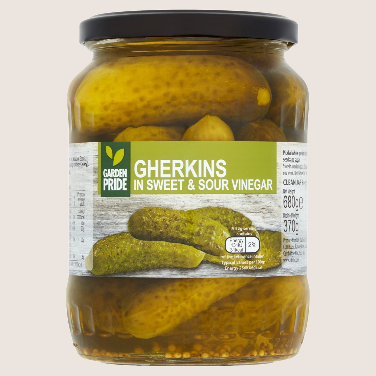 Garden Pride Pickled Gherkins No Artificial Additives 680g