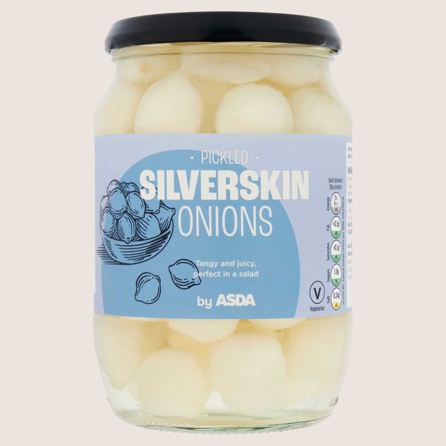 ASDA Pickled Silverskin Onions No Artificial Additives 710g
