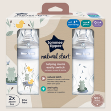 Tommee Tippee Natural Start Anti-Colic Baby Bottles Pond Blue, Suitable from Birth 2x 260ml
