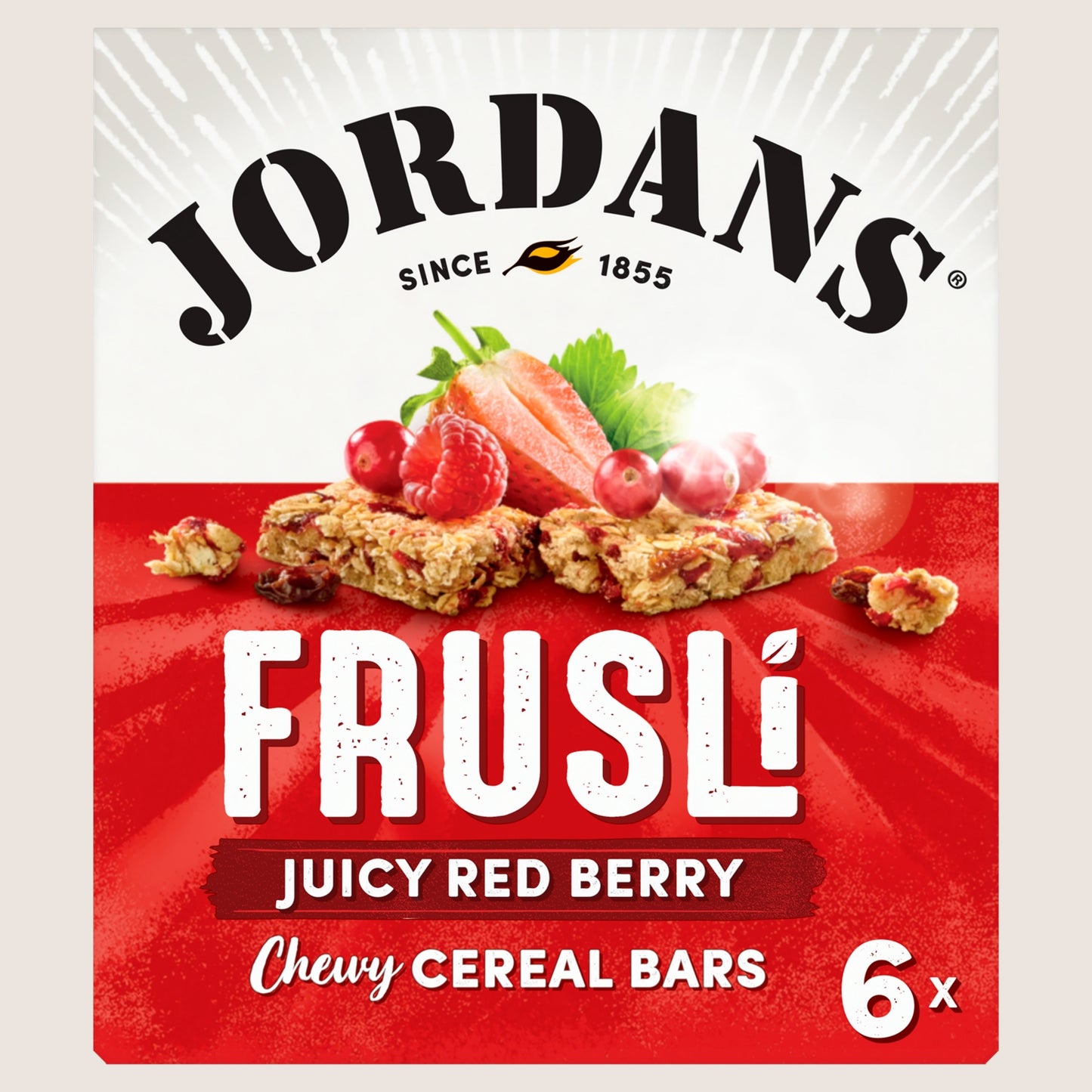 Jordans Frusli Juicy Red Berry Chewy Oat Cereal Snack Bars  Wholegrain 6 x 25g