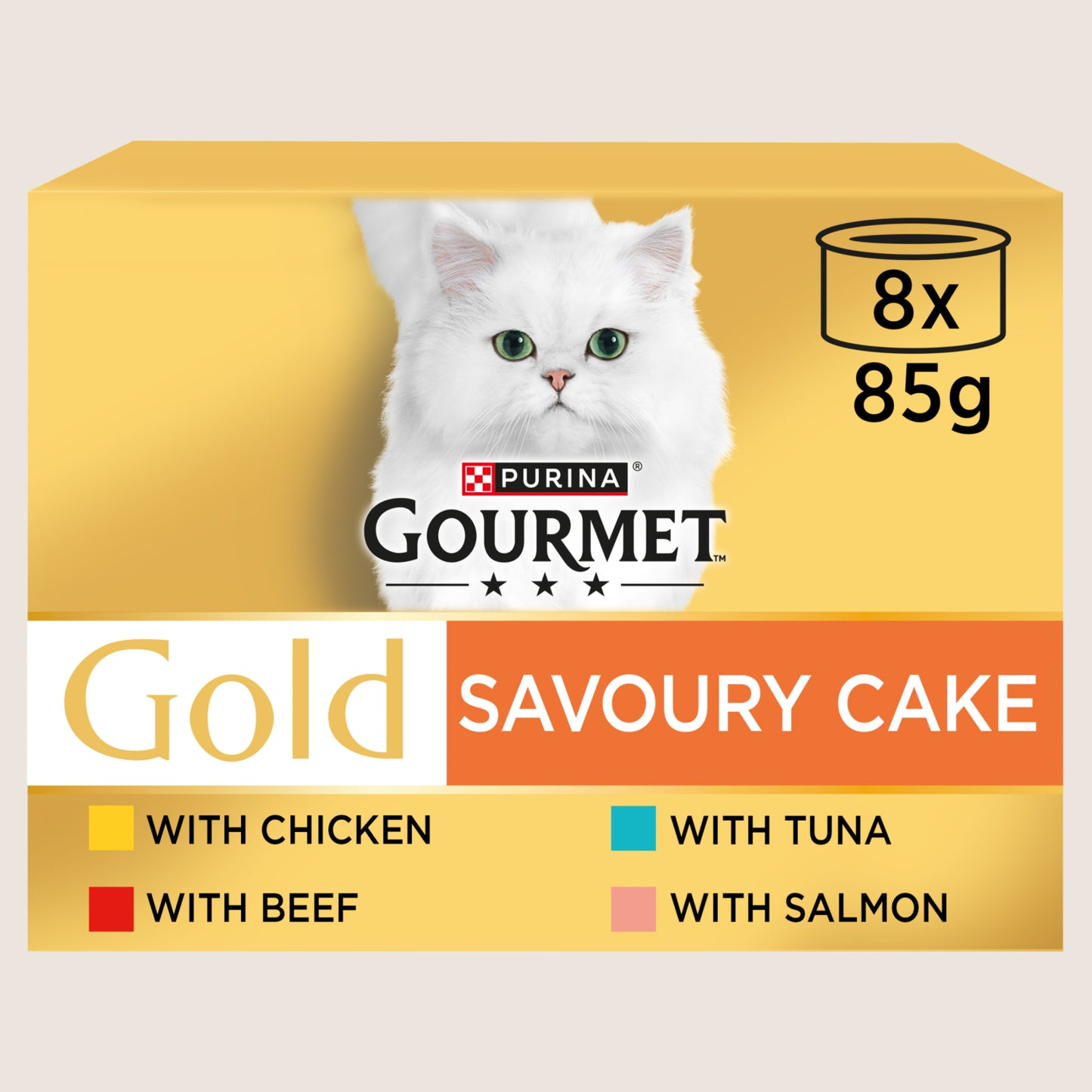 Gourmet Gold Savoury Cake Meat and Fish Variety Wet Cat Food With Taurine 8x85g