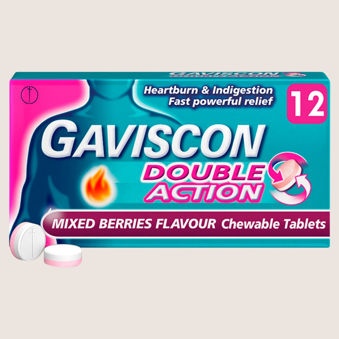 Gaviscon Double Action Mixed Berries Flavour 12 Chewable Tablets
