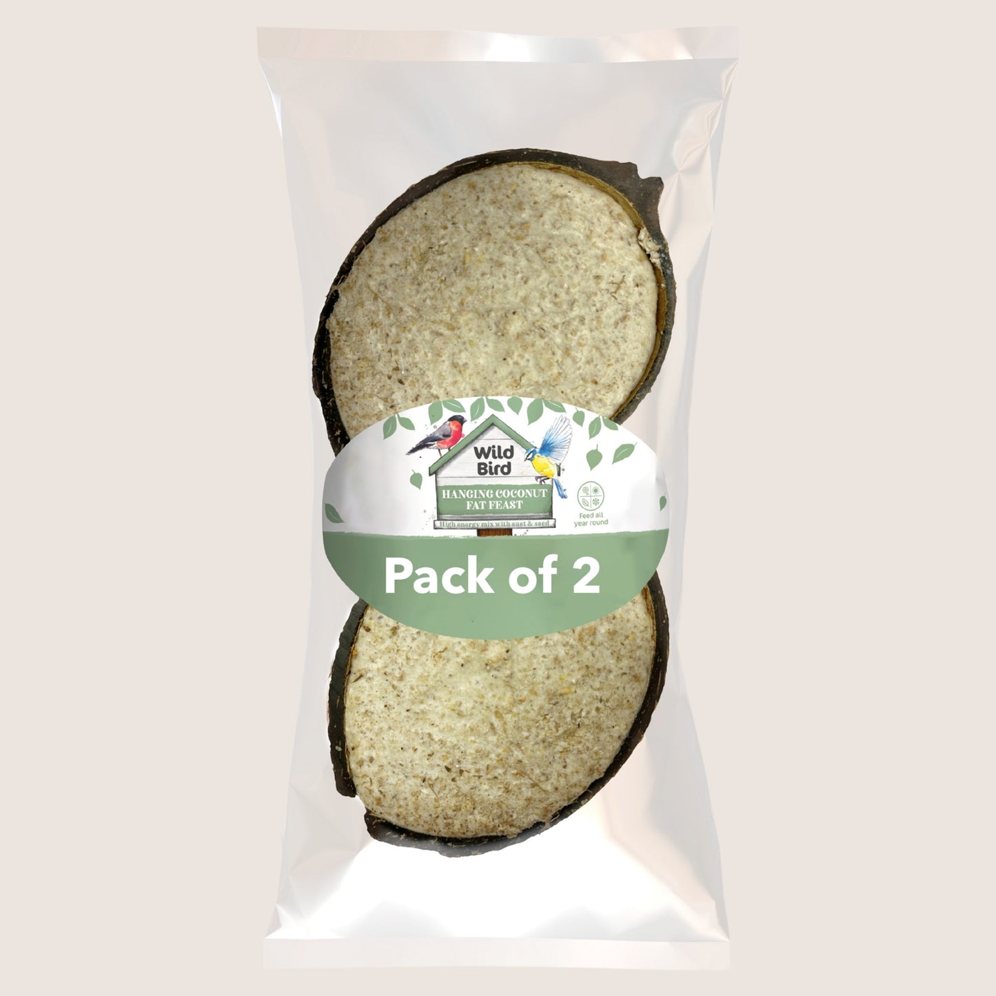 Wild Bird Hanging Coconut Fat Feast Twin Pack Nutritionally Complete