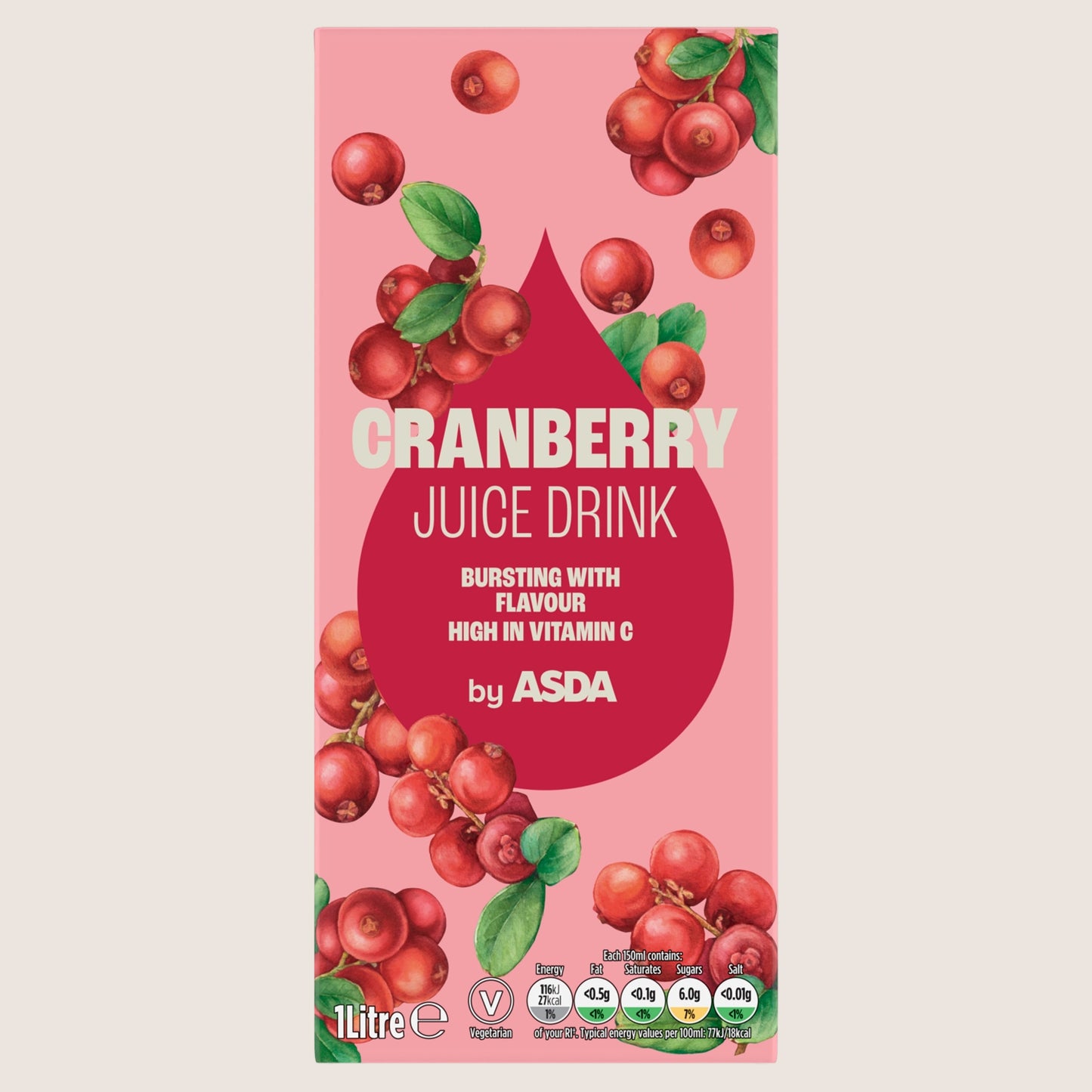 ASDA Cranberry Juice Drink No Artificial Additives 1 Litre