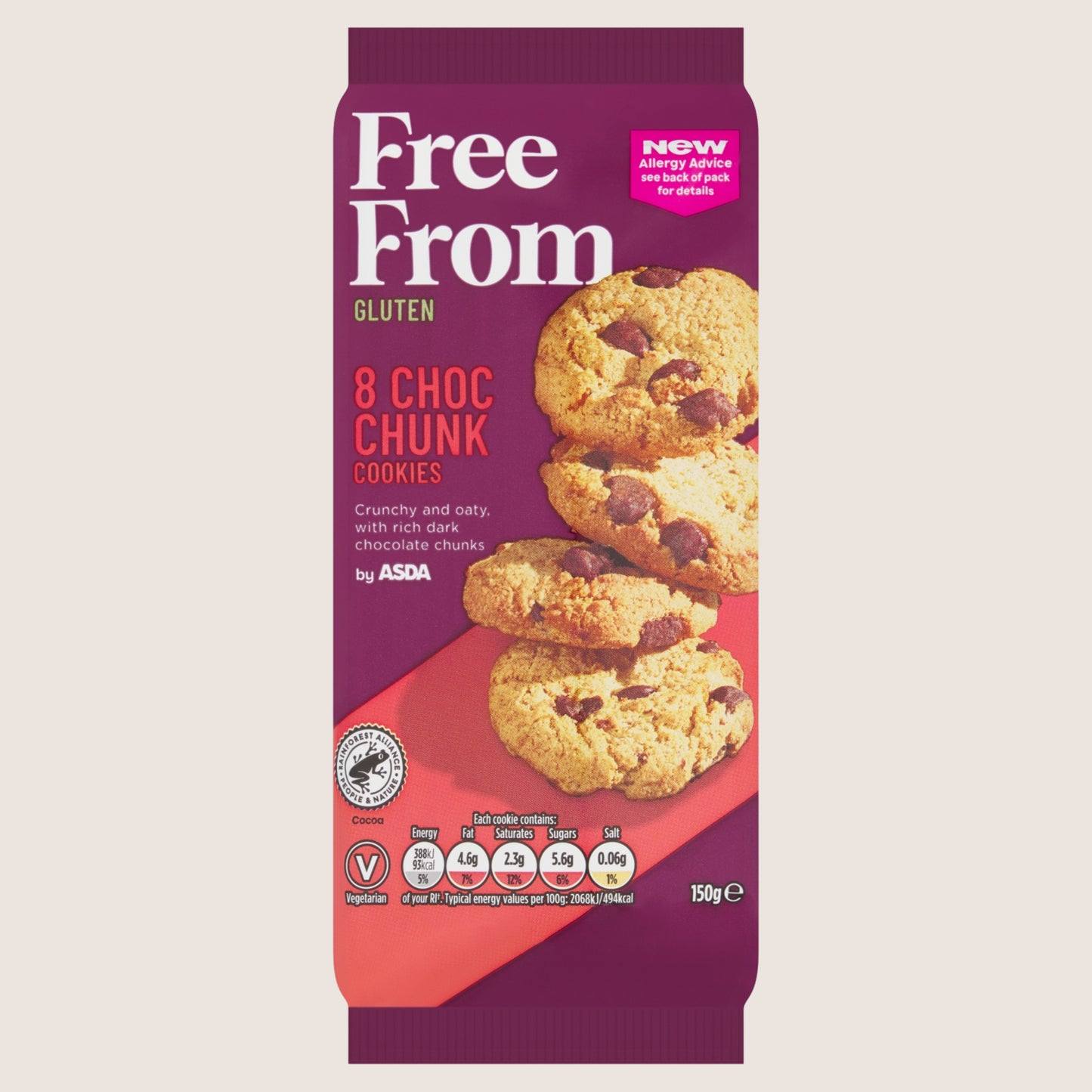 ASDA Free From Free From by ASDA 8 Choc Chunk Cookies Gluten Free 150g