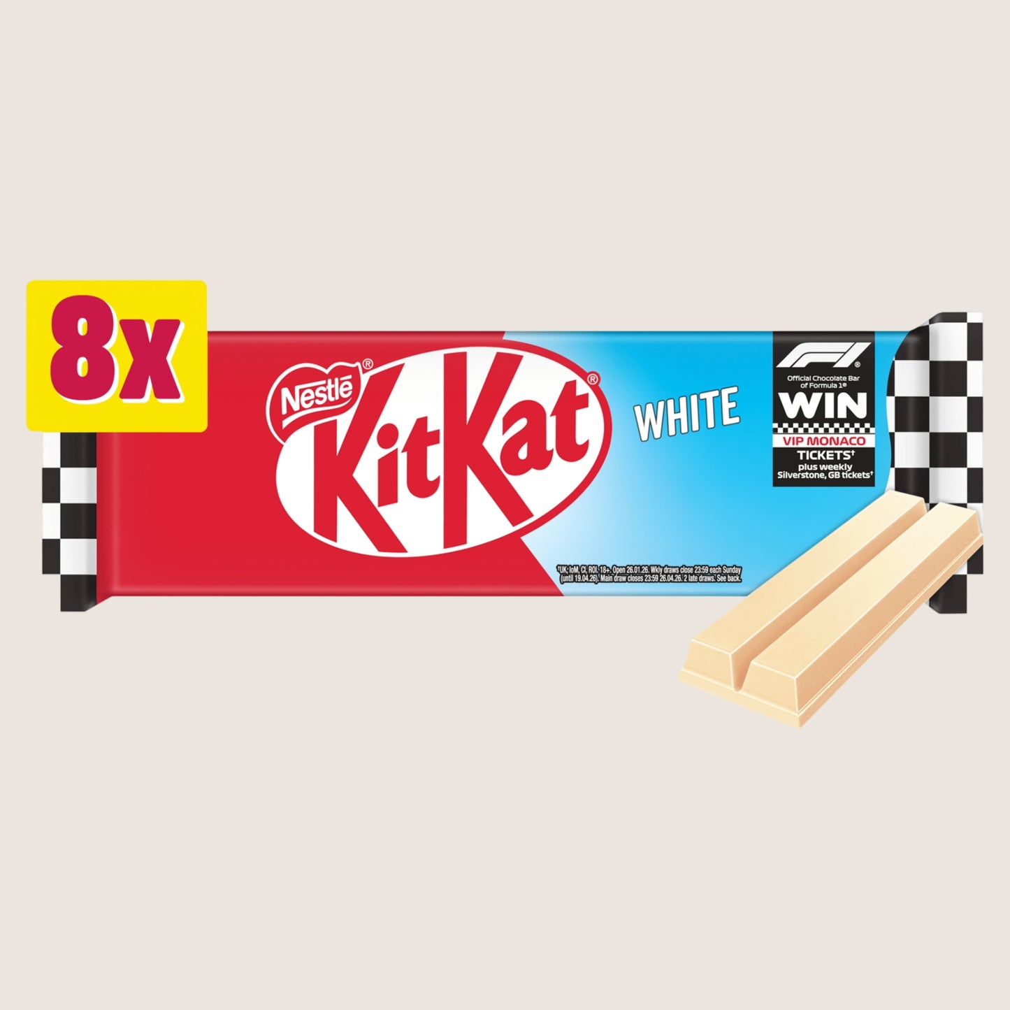 KitKat F1 2 Finger White Biscuit Bar Free From Artificial Additives 8 Pack 165.6g