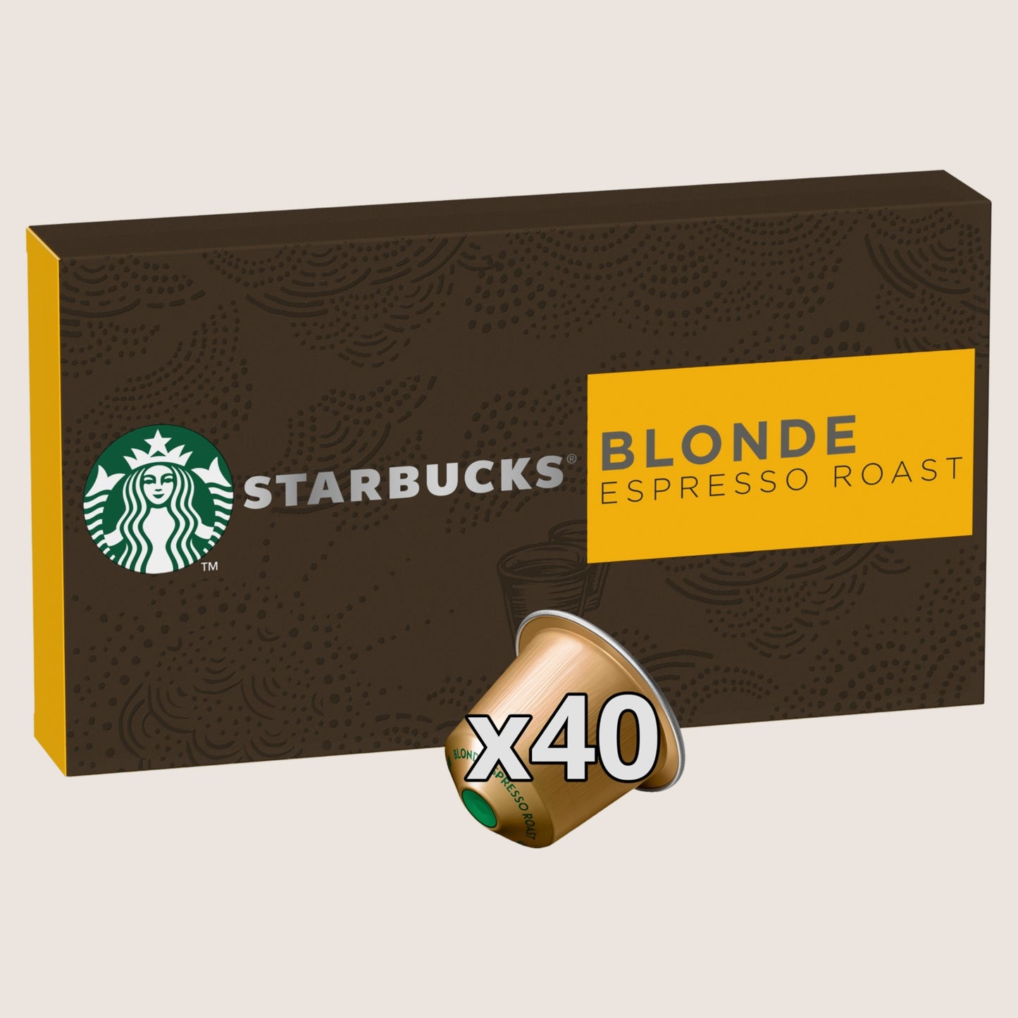 Starbucks STARBUCKS BLONDE Espresso Roast by NESPRESSO, Blonde Roast Coffee, box of 40 No Artificial Additives 188g