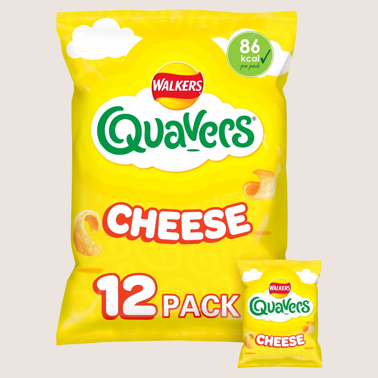 Walkers Quavers Cheese Snacks Crisps No Artificial Additives 12x16g