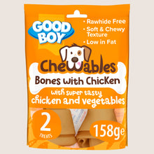 Good Boy Chewables Medium Chicken Bones Rawhide Free Dog Treats Rawhide Free 2 Pack 158g