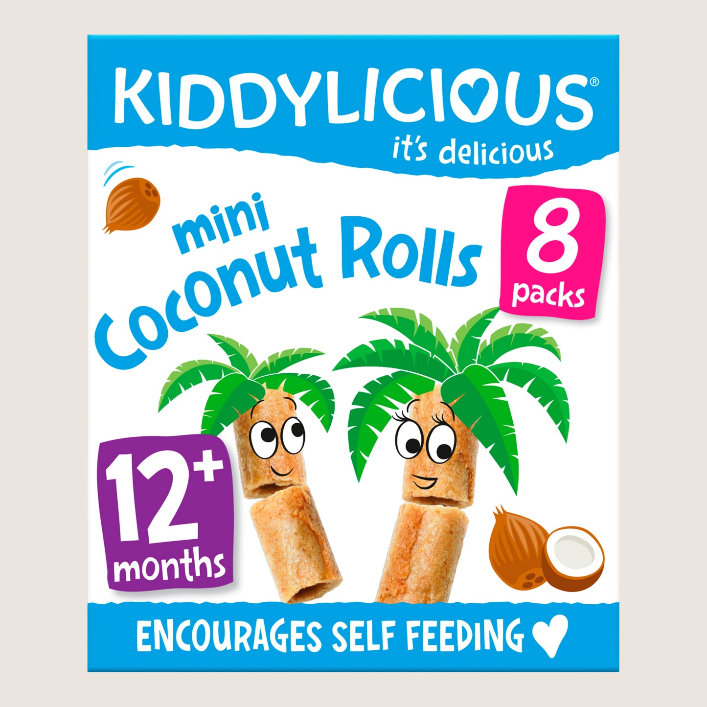 Kiddylicious Original Mini Coconut Rolls Baby Snacks No Artificial Additives 8x7g