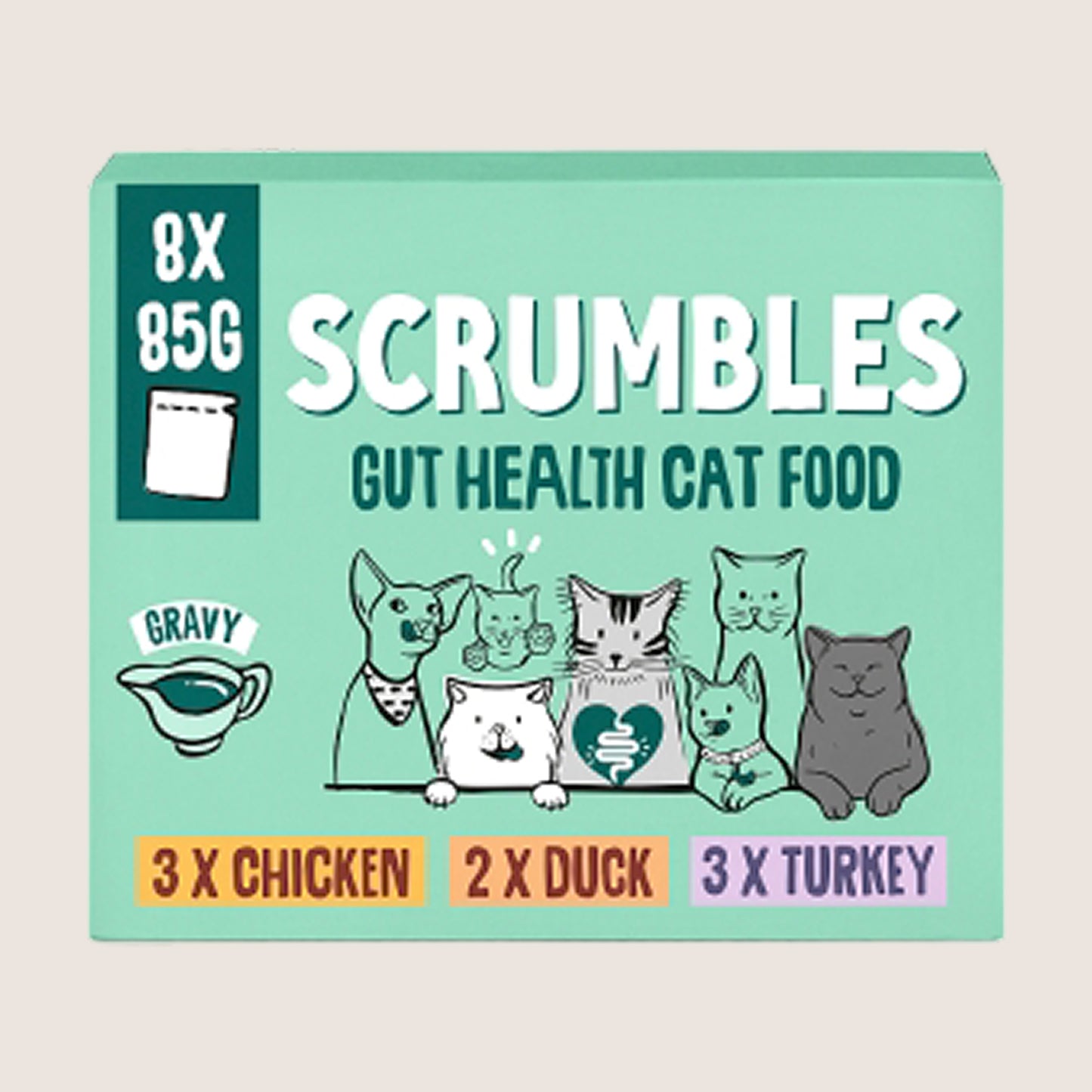 Scrumbles Wet Cat Food in Gravy Selection Pouches With Taurine 8x85g