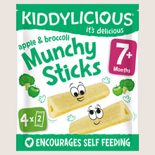 Kiddylicious Apple & Broccoli Munchy Sticks Baby Snacks Gentle Formula 4x4g