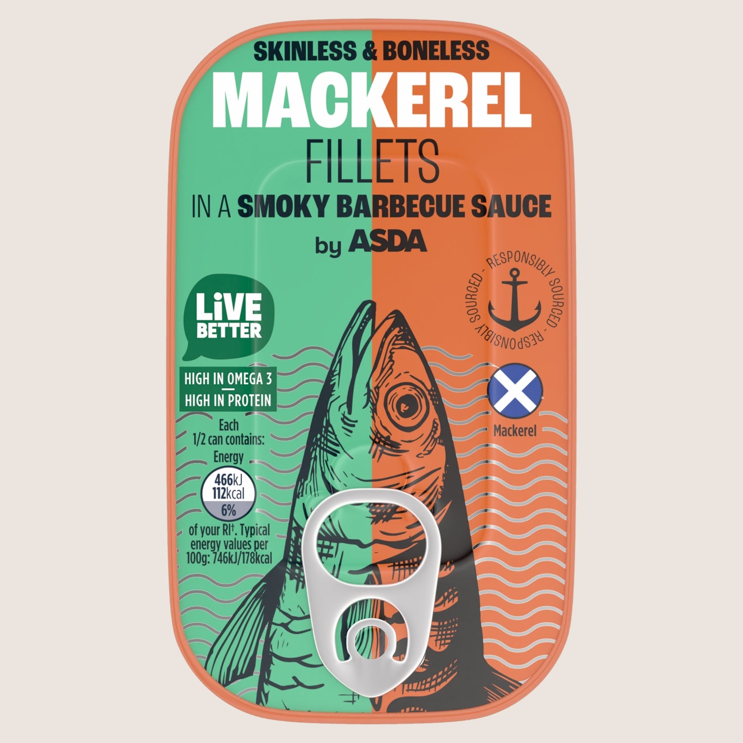 ASDA Mackerel Fillets in a Smoky Barbecue Sauce High in Protein 125g