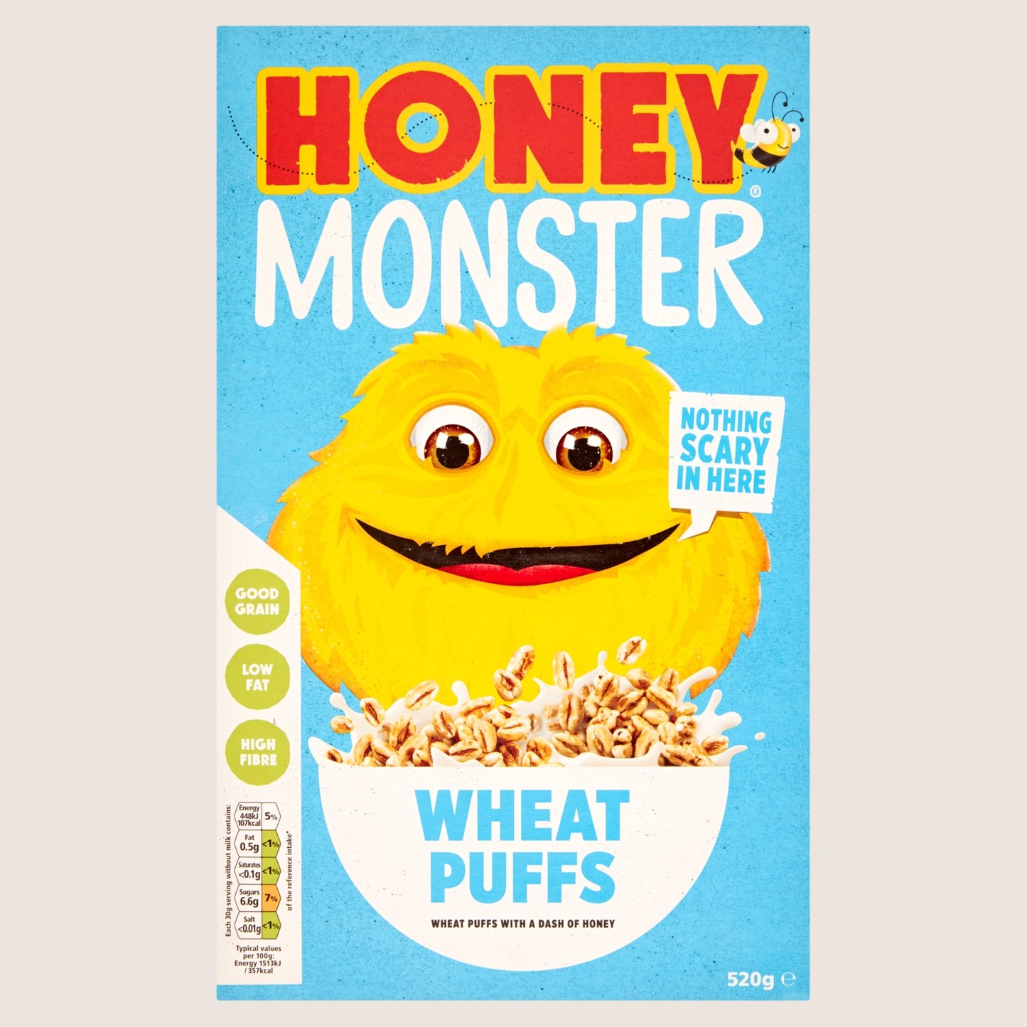 Honey Monster Wheat Puffs Vitamin Fortified 520g