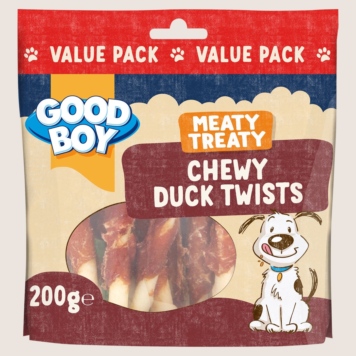 Good Boy Meaty Treaty Chewy Duck Twists Value Pack No Artificial Additives 200g