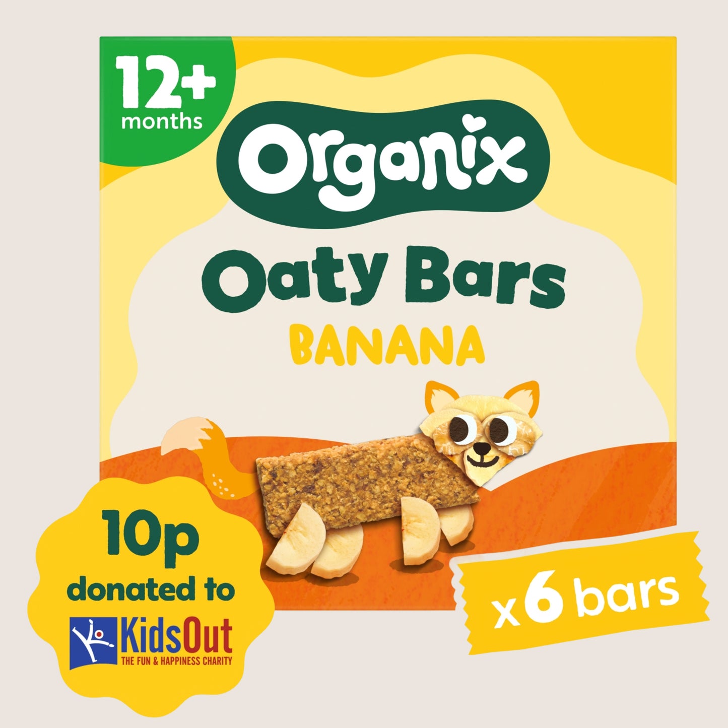 Organix Banana Soft Oaty Bars Toddler Snacks Multipack 12 months+ Gentle Formula 6x23g