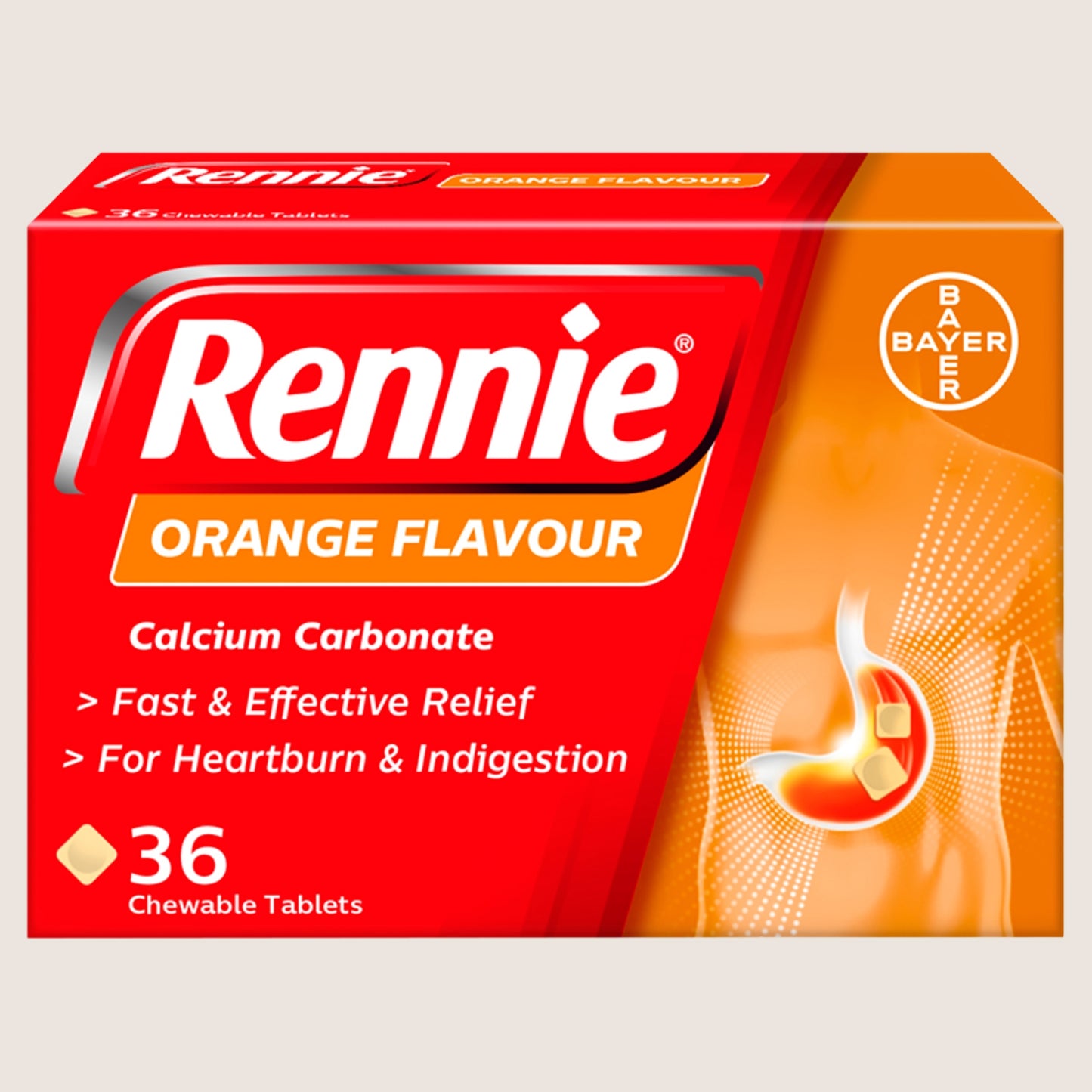 Rennie Orange Flavour 36 Chewable Tablets
