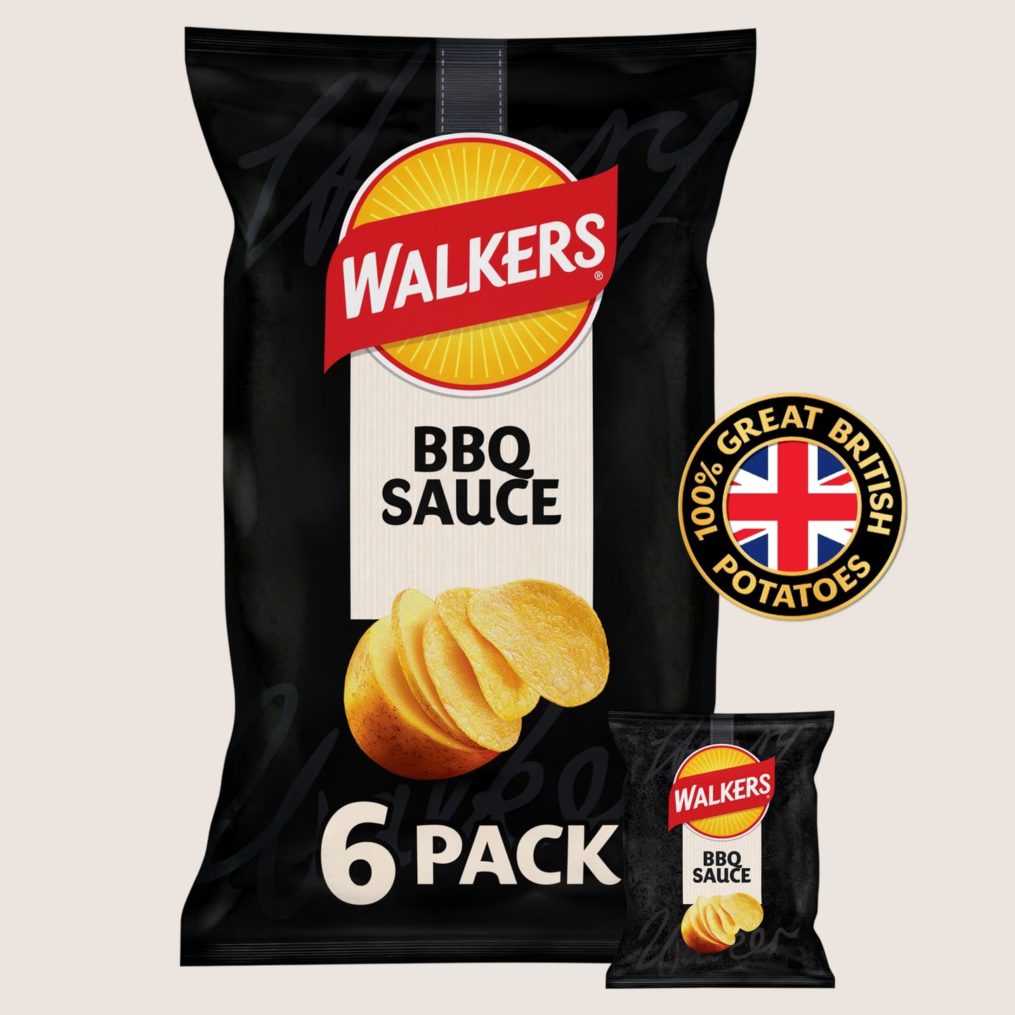 Walkers BBQ Sauce Crisps No Artificial Additives 6x25g