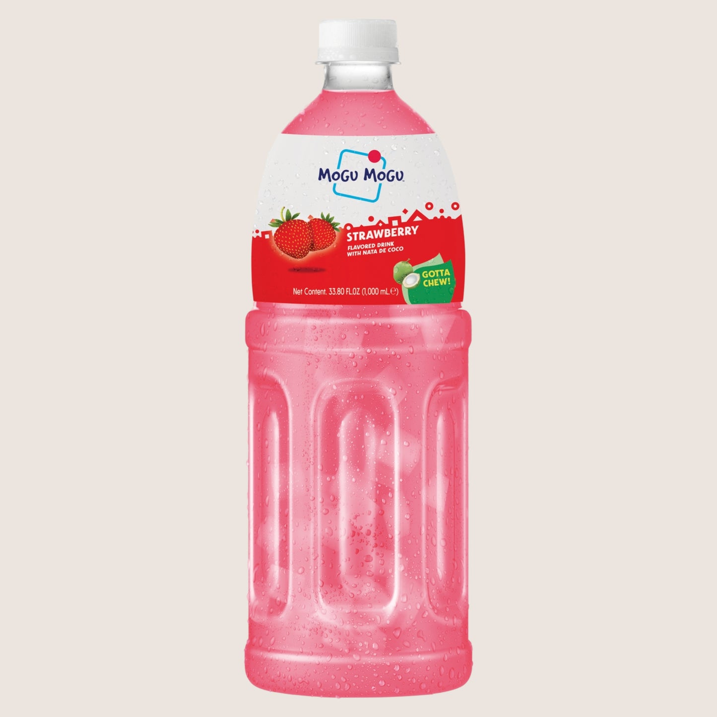 Mogu Mogu Strawberry Flavored Drink with Nata De Coco 1 Refreshing 000ml