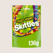 Skittles Crazy Sour Sweets Fruit Flavoured Pouch Bag 136g