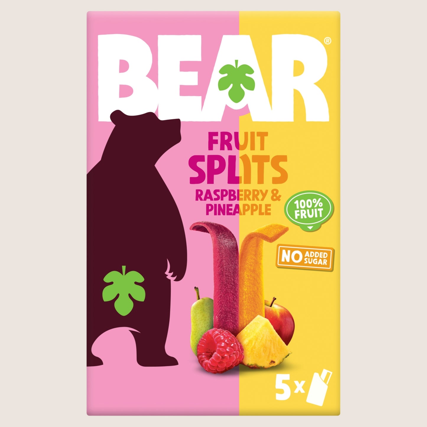 BEAR Fruit Splits Raspberry and Pineapple Gluten Free 5x20g