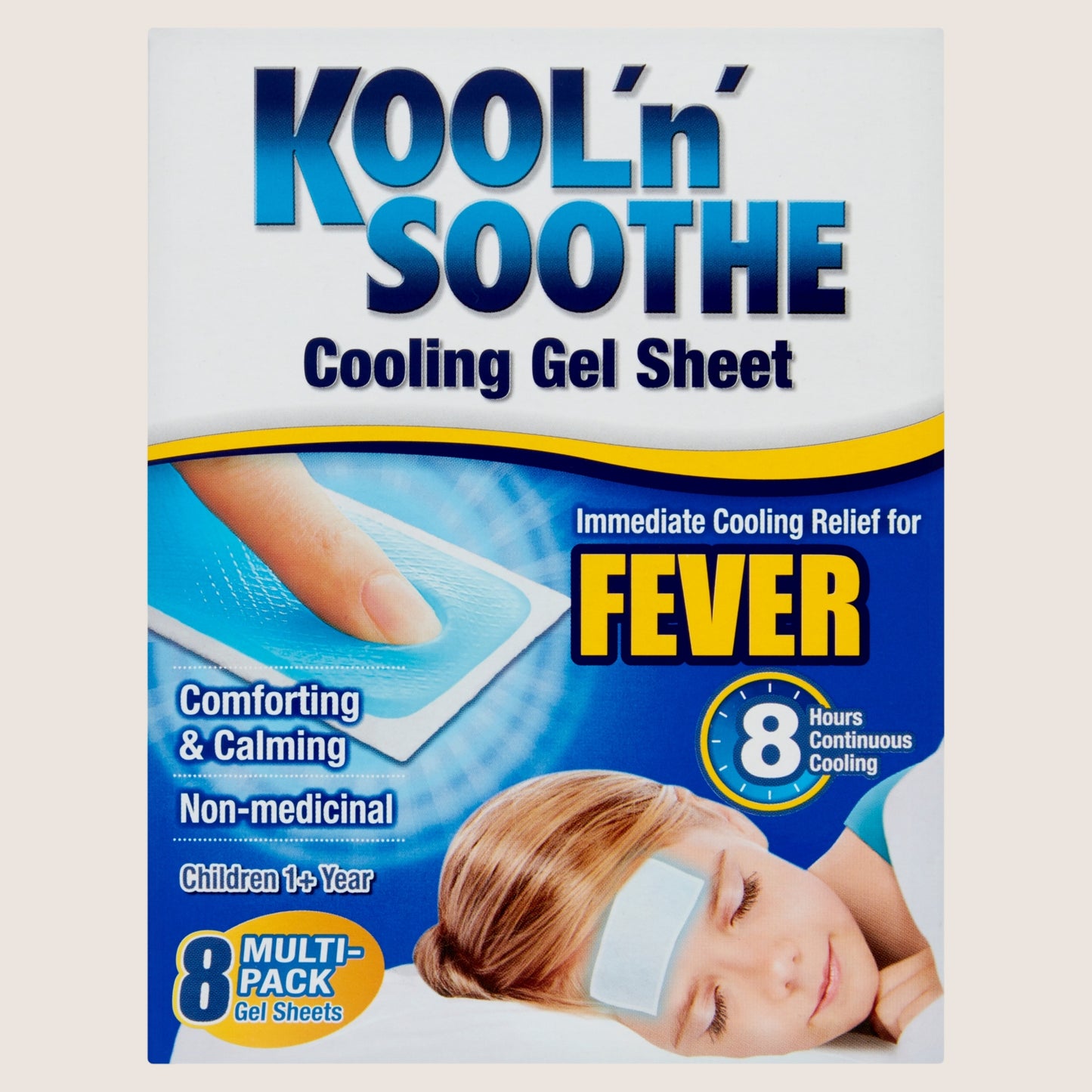 Kool n soothe Cooling Gel Sheet Fever Children 1+ Year 8 Multi-Pack Gel Sheets