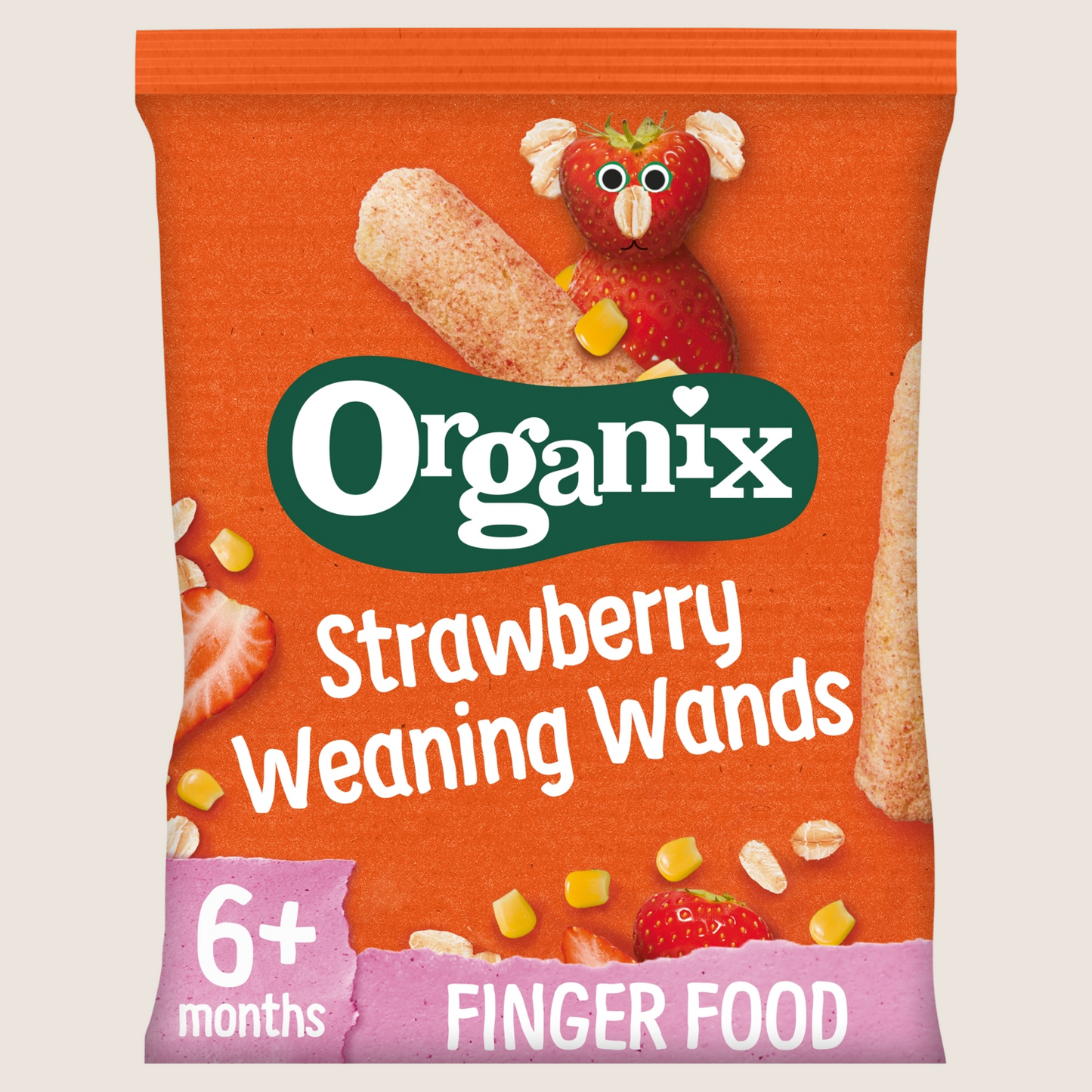 Organix Strawberry Weaning Wands Organic Baby Snacks Puffs 6 months+ 25g
