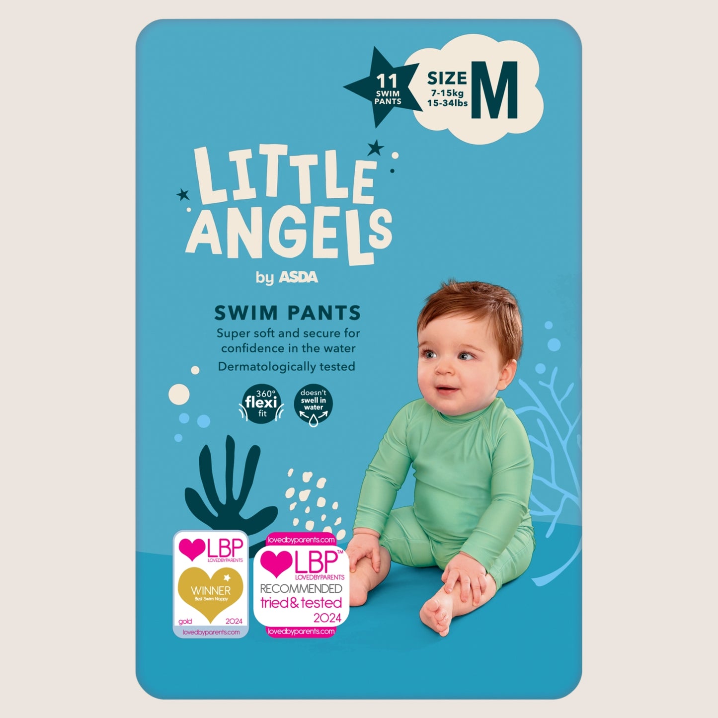LITTLE ANGELS by ASDA ASDA Swim Pants Size M 7- 15-34lbs Gentle Formula 15kg