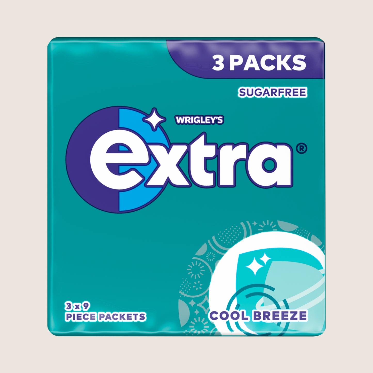 Wrigley's Extra Cool Breeze Sugar Free Chewing Gum x3 Packs