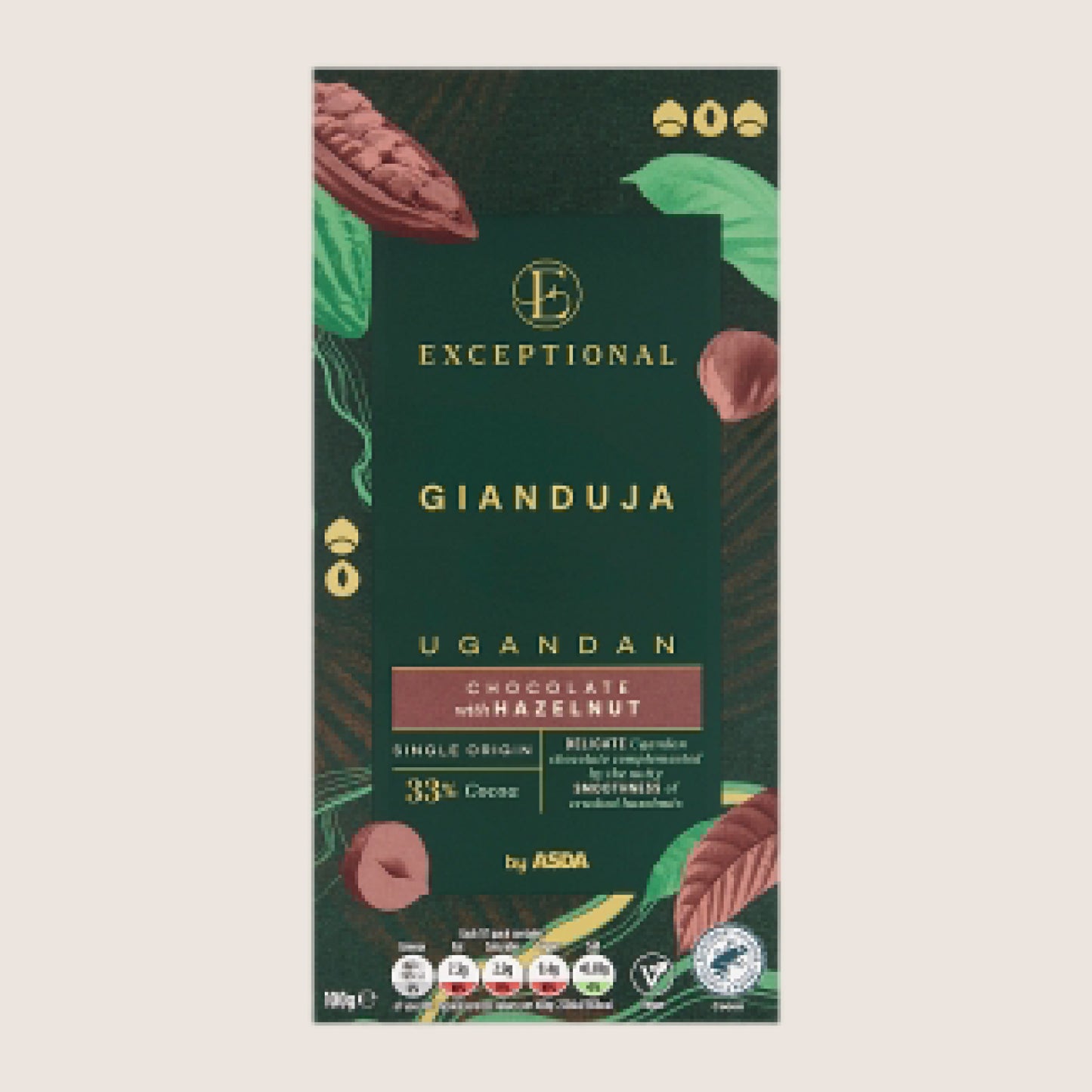 ASDA Gianduja Ugandan Chocolate with Hazelnut 100g