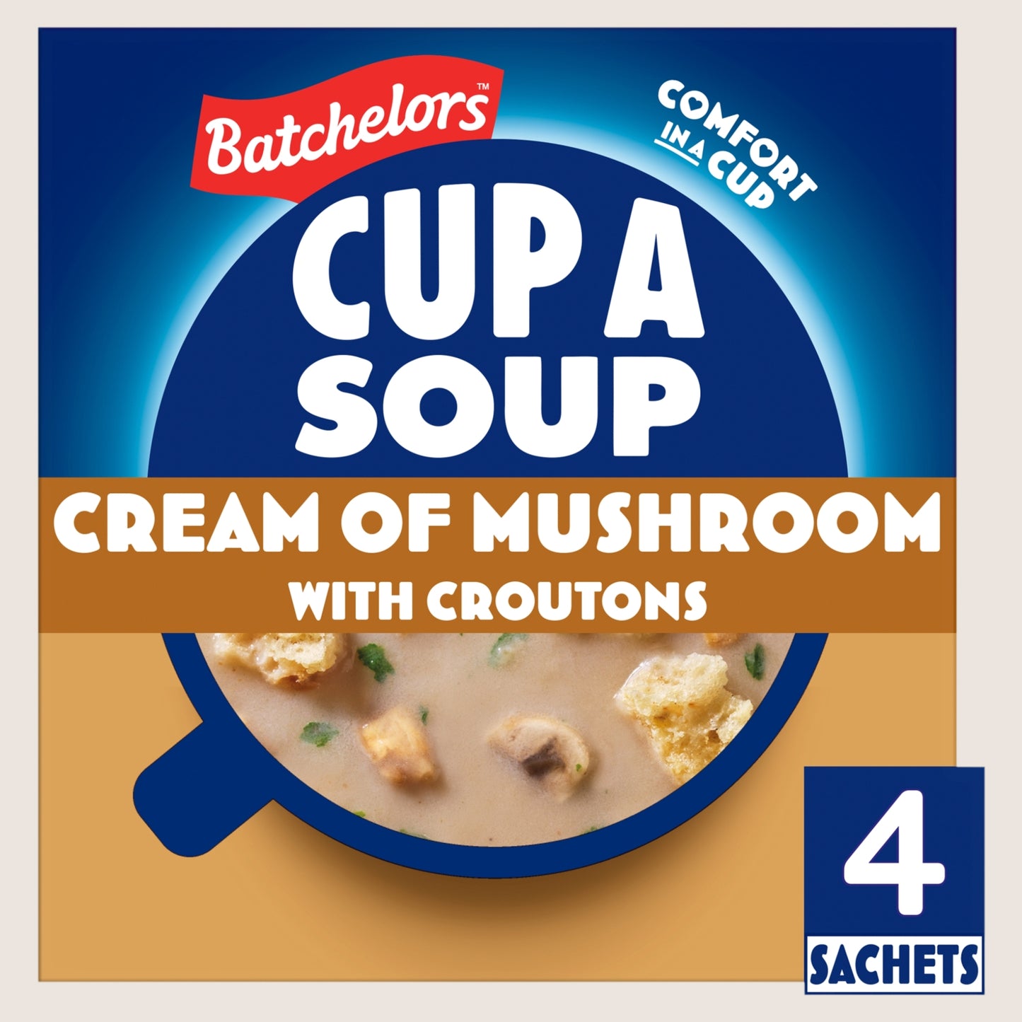 Batchelors Cup a Soup Cream of Mushroom 4 Instant Soup Sachets No Artificial Additives 99g