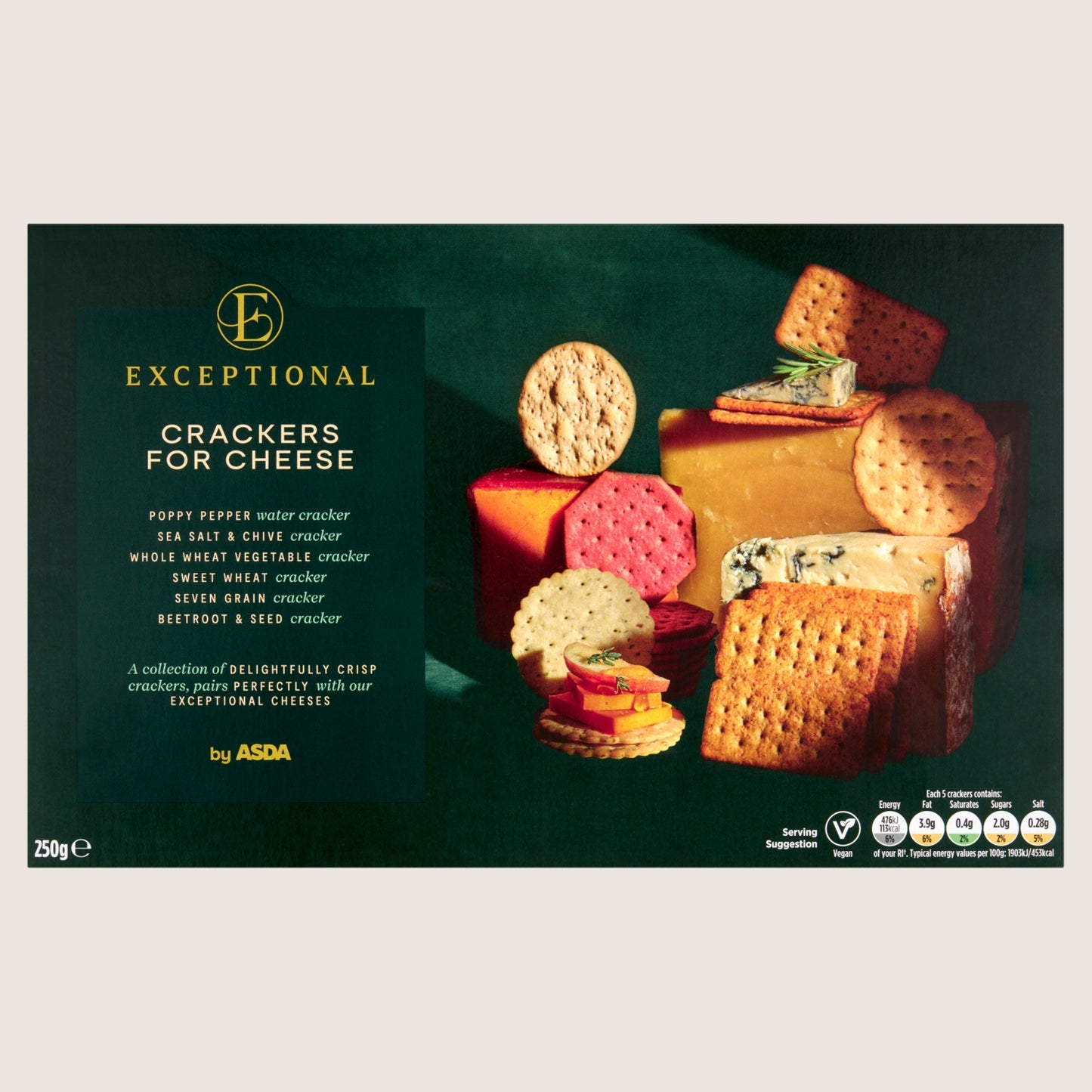 Exceptional by ASDA Crackers for Cheese Free From Artificial Additives 250g