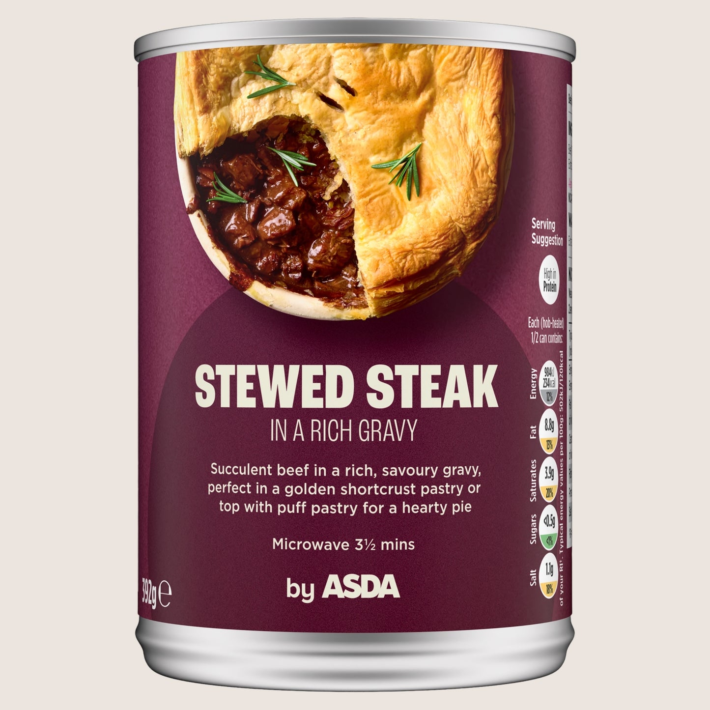 ASDA Stewed Steak in a Rich Gravy No Artificial Additives 392g