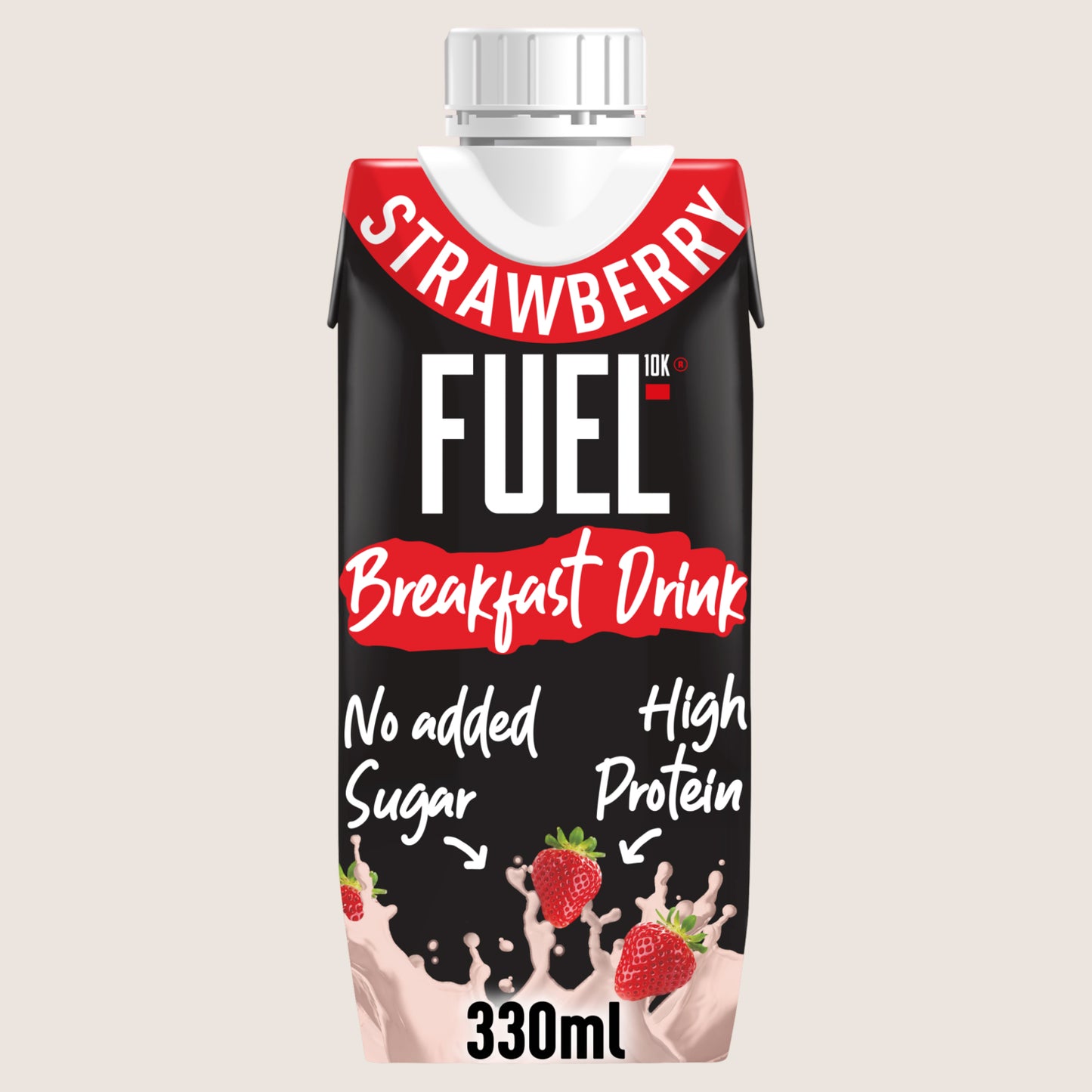 FUEL10K Strawberry High Protein Milk Breakfast Shake Drink High Protein 330ml