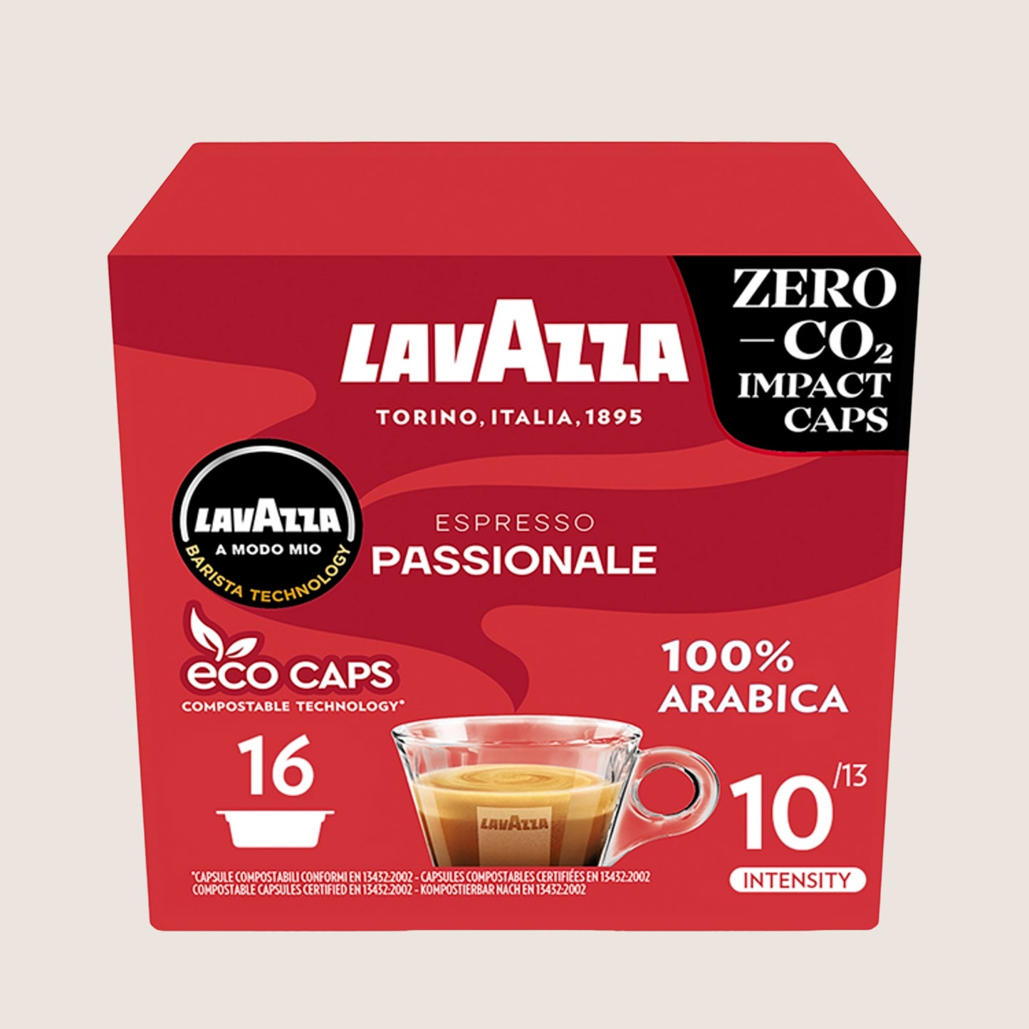 Lavazza A Modo Mio Espresso Passionale 16 Coffee Capsules No Artificial Additives